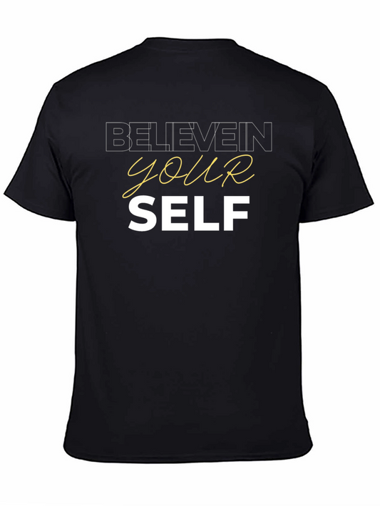 Believe In Yourself Graphic Tee - Motivational Black T-Shirt