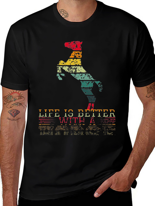 Life is Better with a Horse T-Shirt - Retro Design