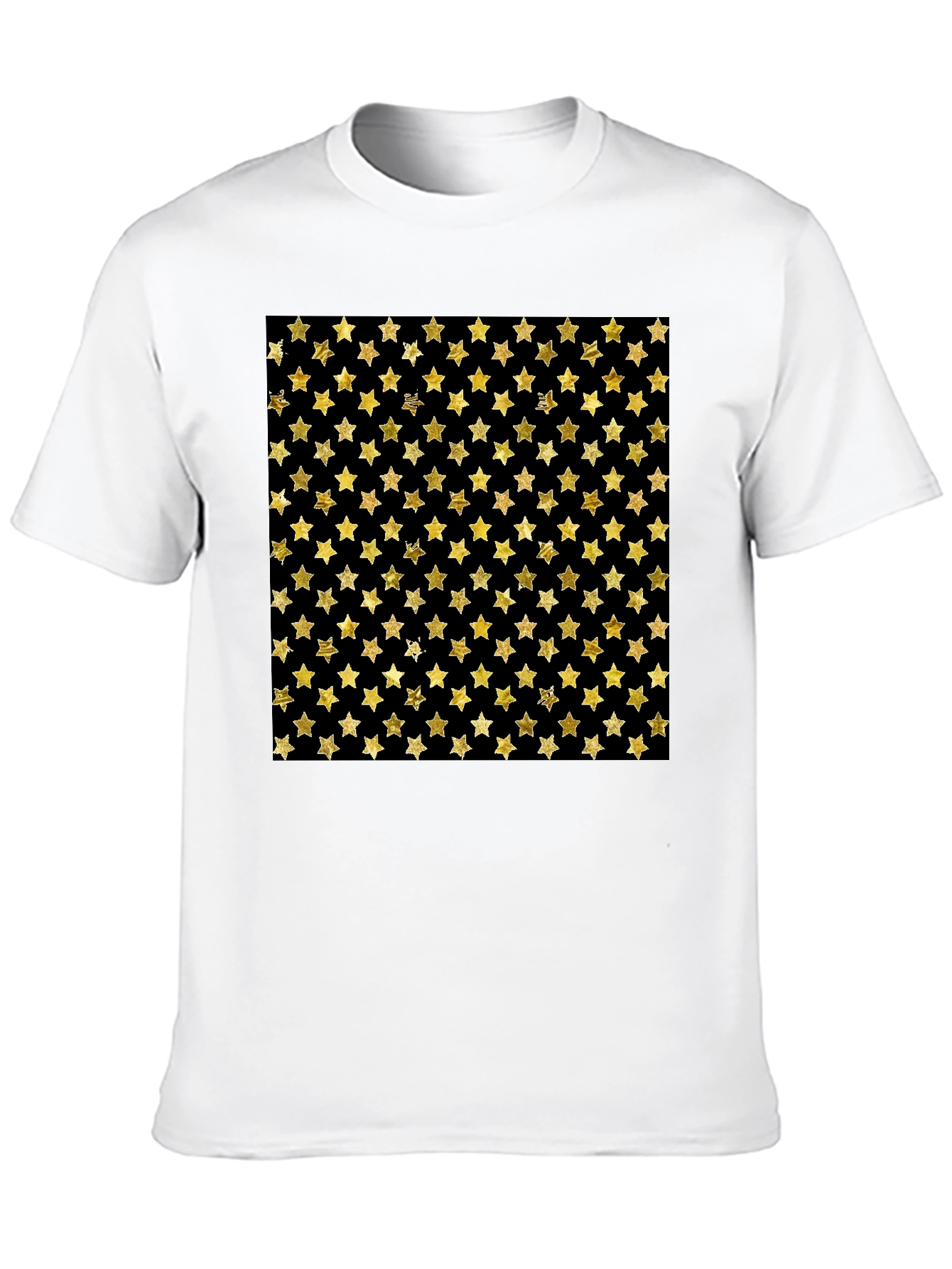 Gold Star Pattern Black T-Shirt