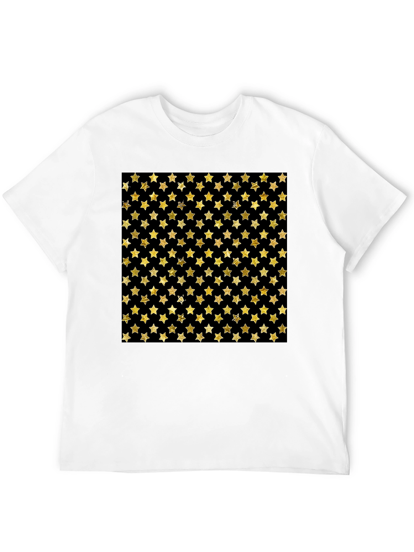 Gold Star Pattern Black T-Shirt