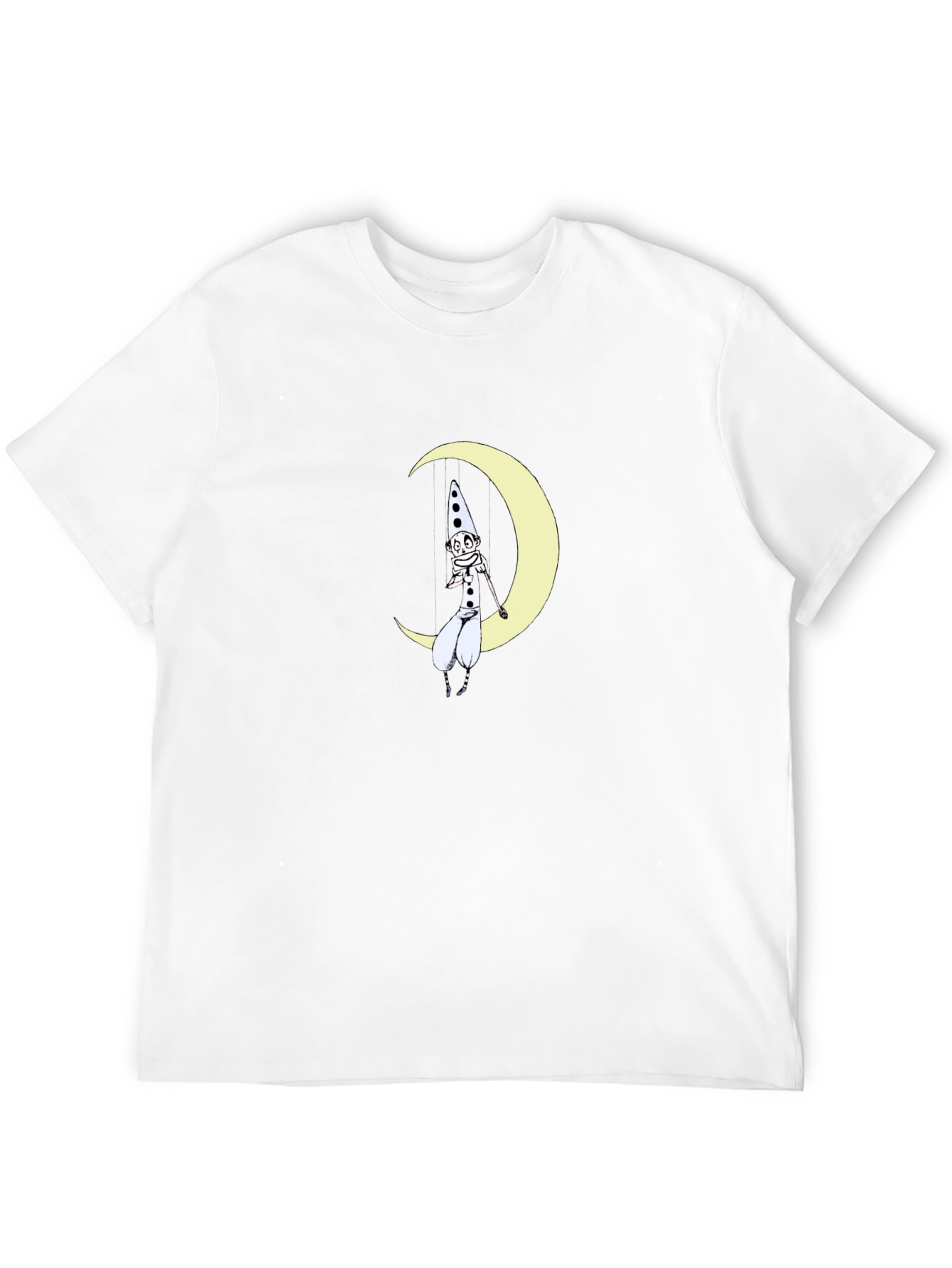 Whimsical Moon Clown Black Graphic Tee