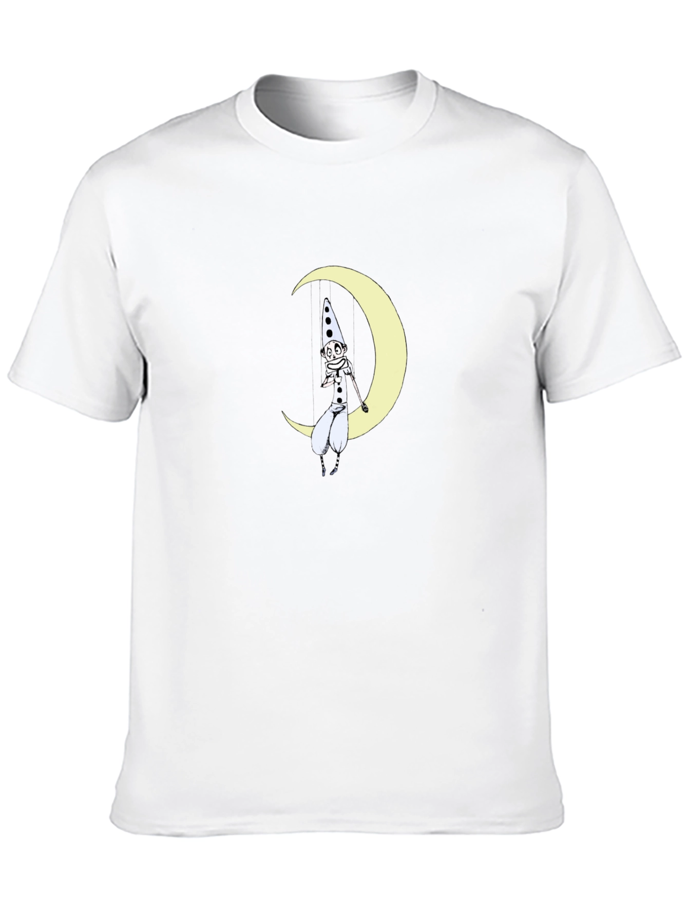 Whimsical Moon Clown Black Graphic Tee