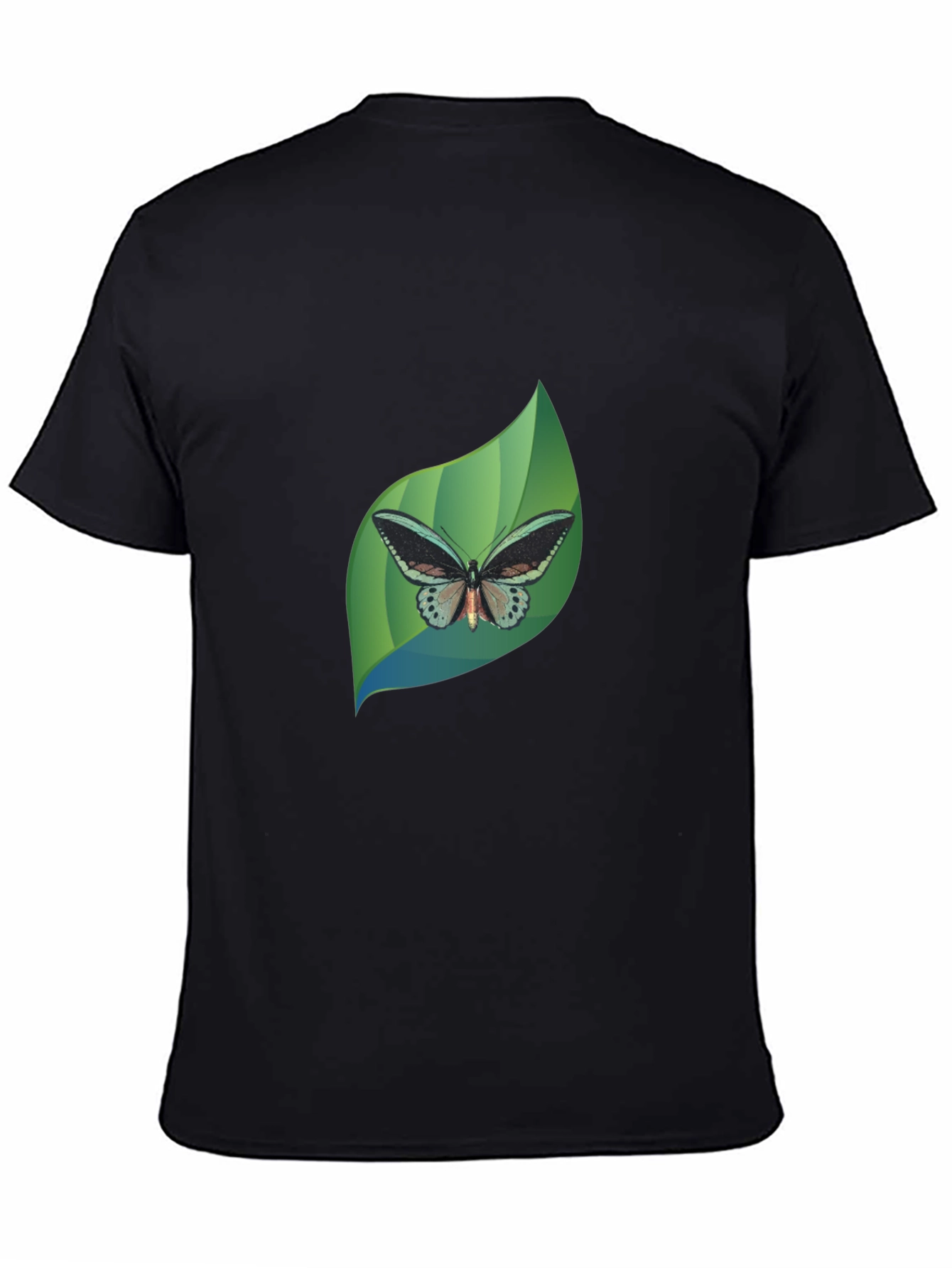 Butterfly Leaf Graphic Black T-Shirt