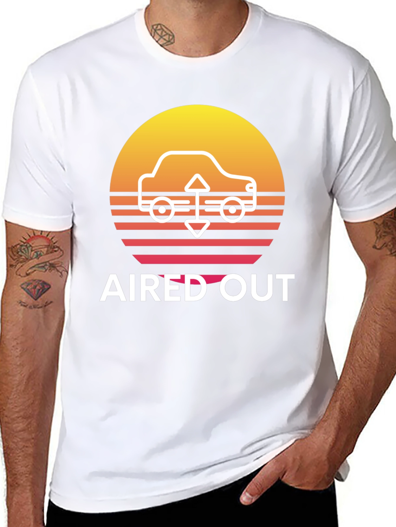 Aired Out Car Graphic Tee - Sunset Style