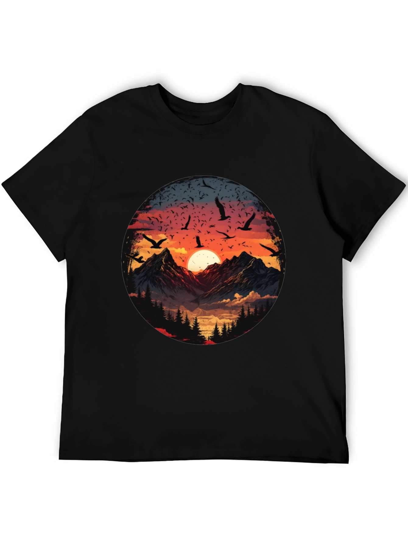 Mountain Sunset Graphic Tee - Mens Black T-Shirt