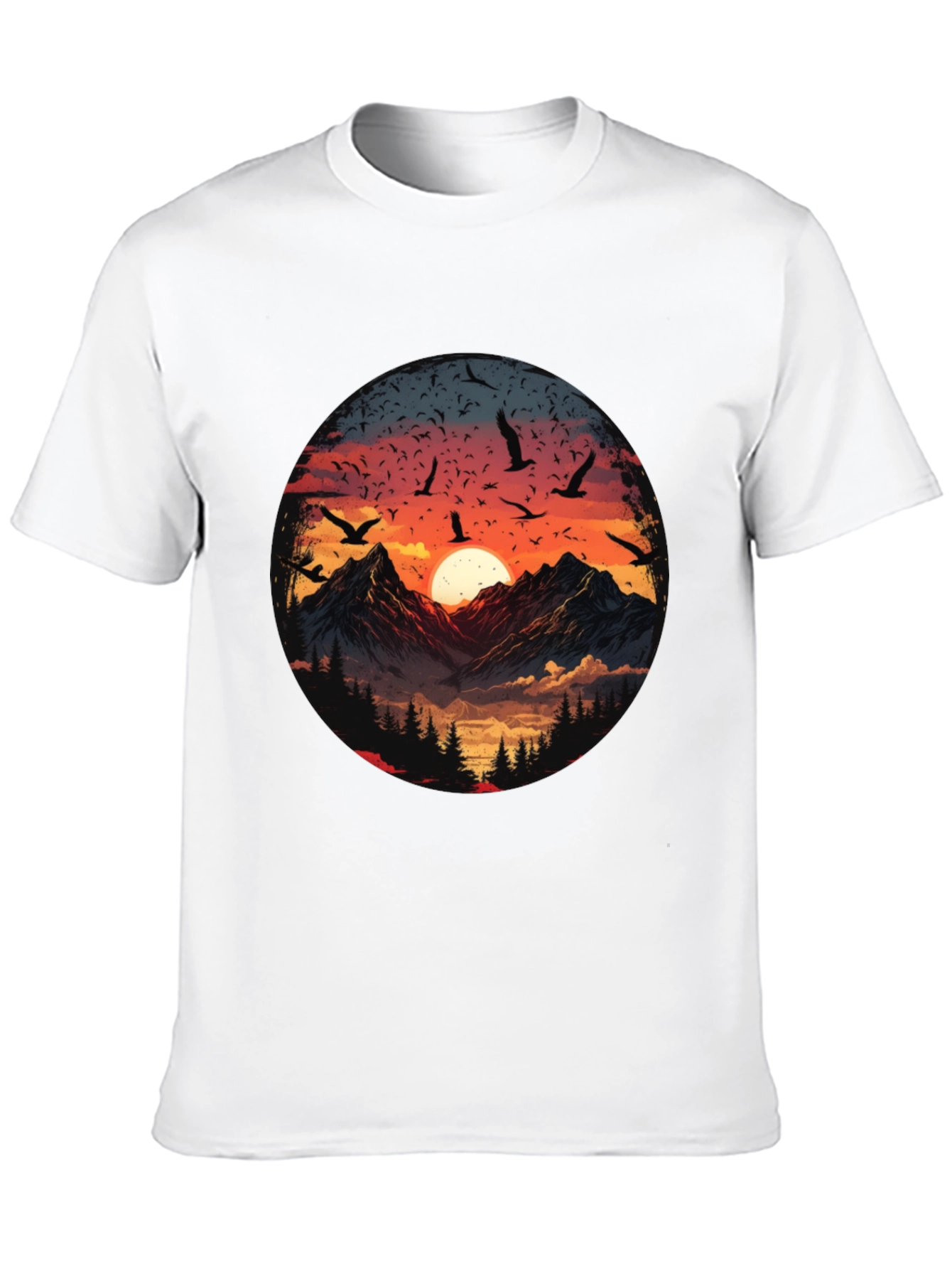 Mountain Sunset Graphic Tee - Mens Black T-Shirt
