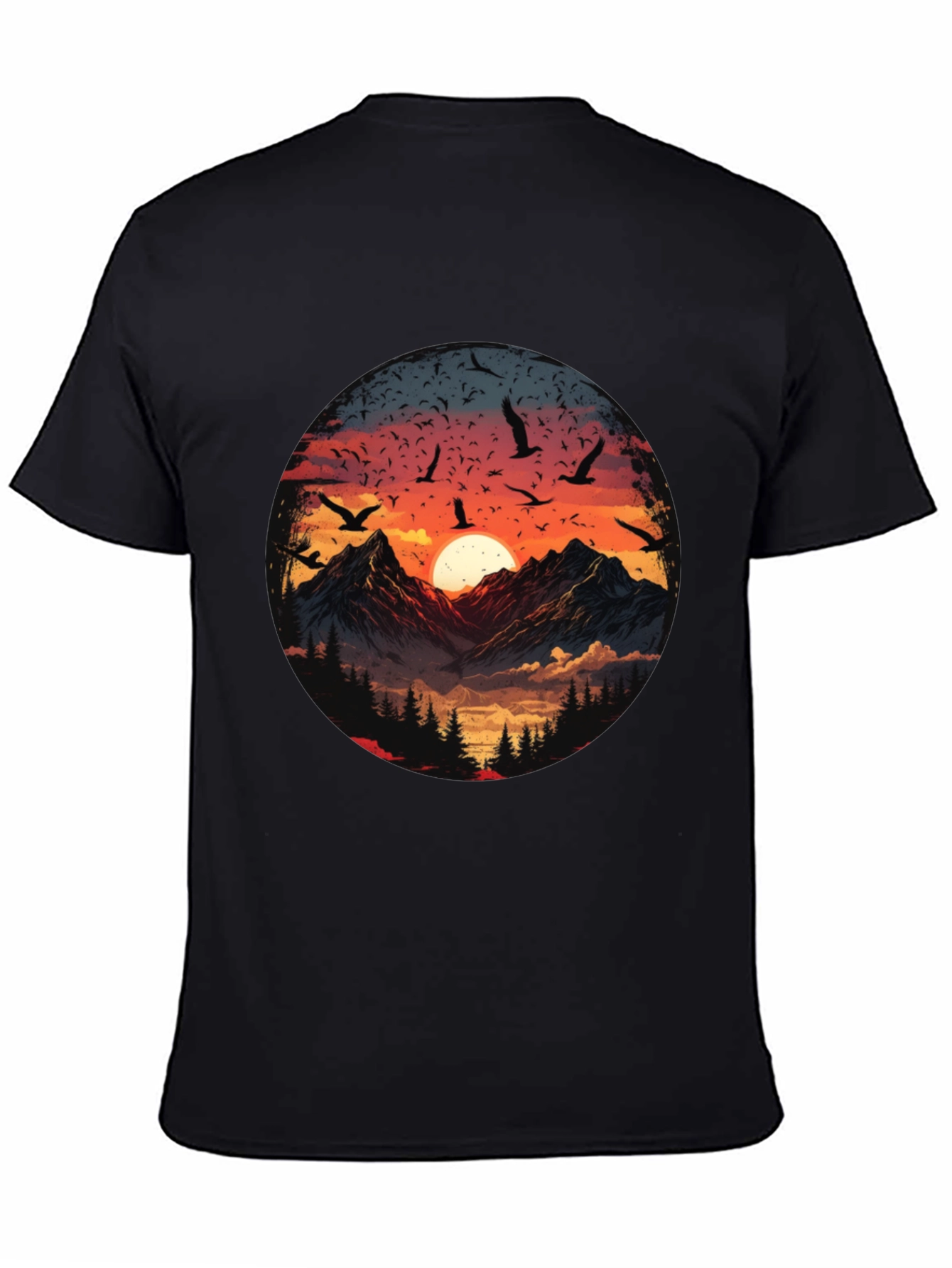 Mountain Sunset Graphic Tee - Mens Black T-Shirt