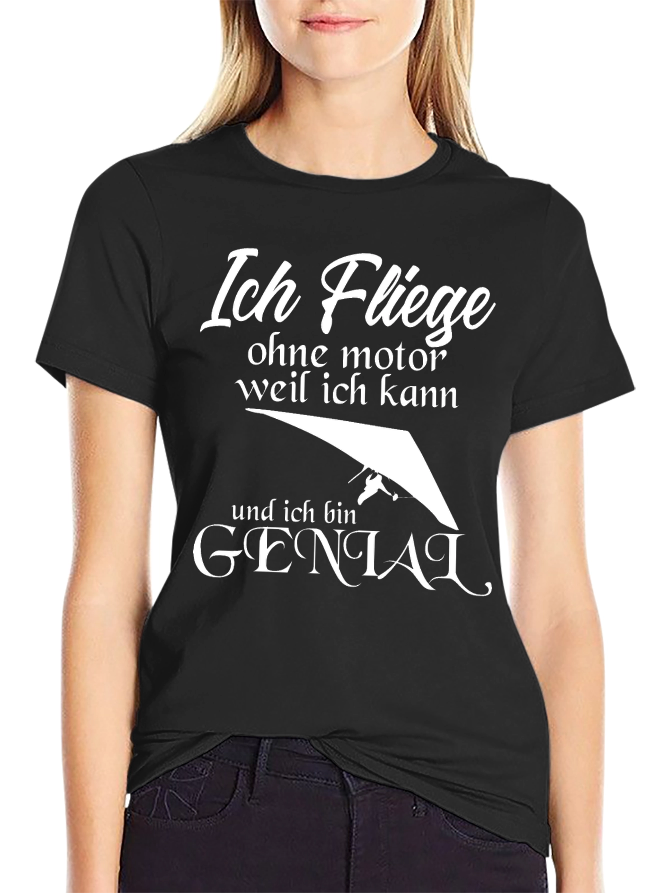 Ich Fliege T-Shirt - Hang Gliding German Humor