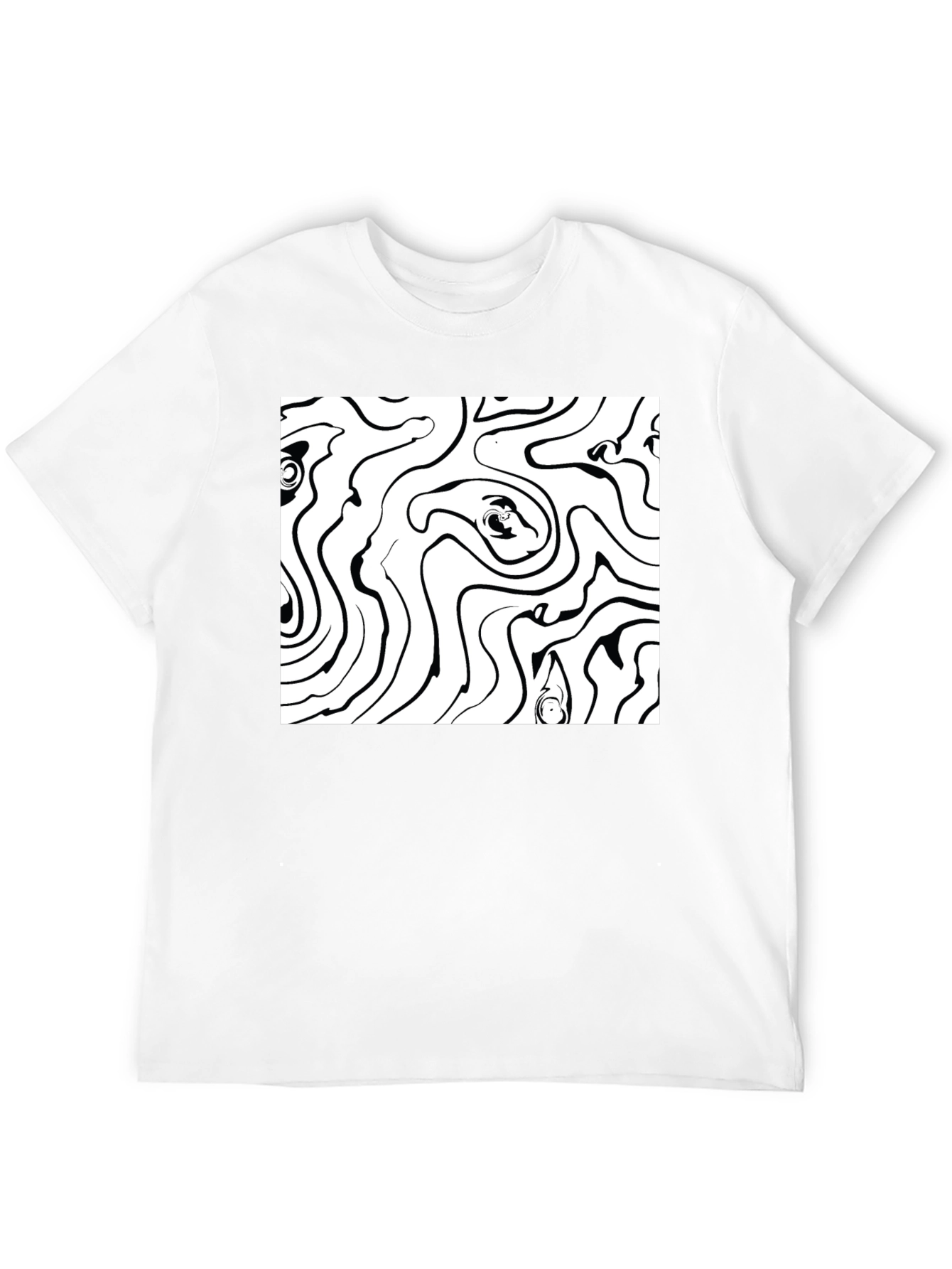 Abstract Line Art Black T-Shirt