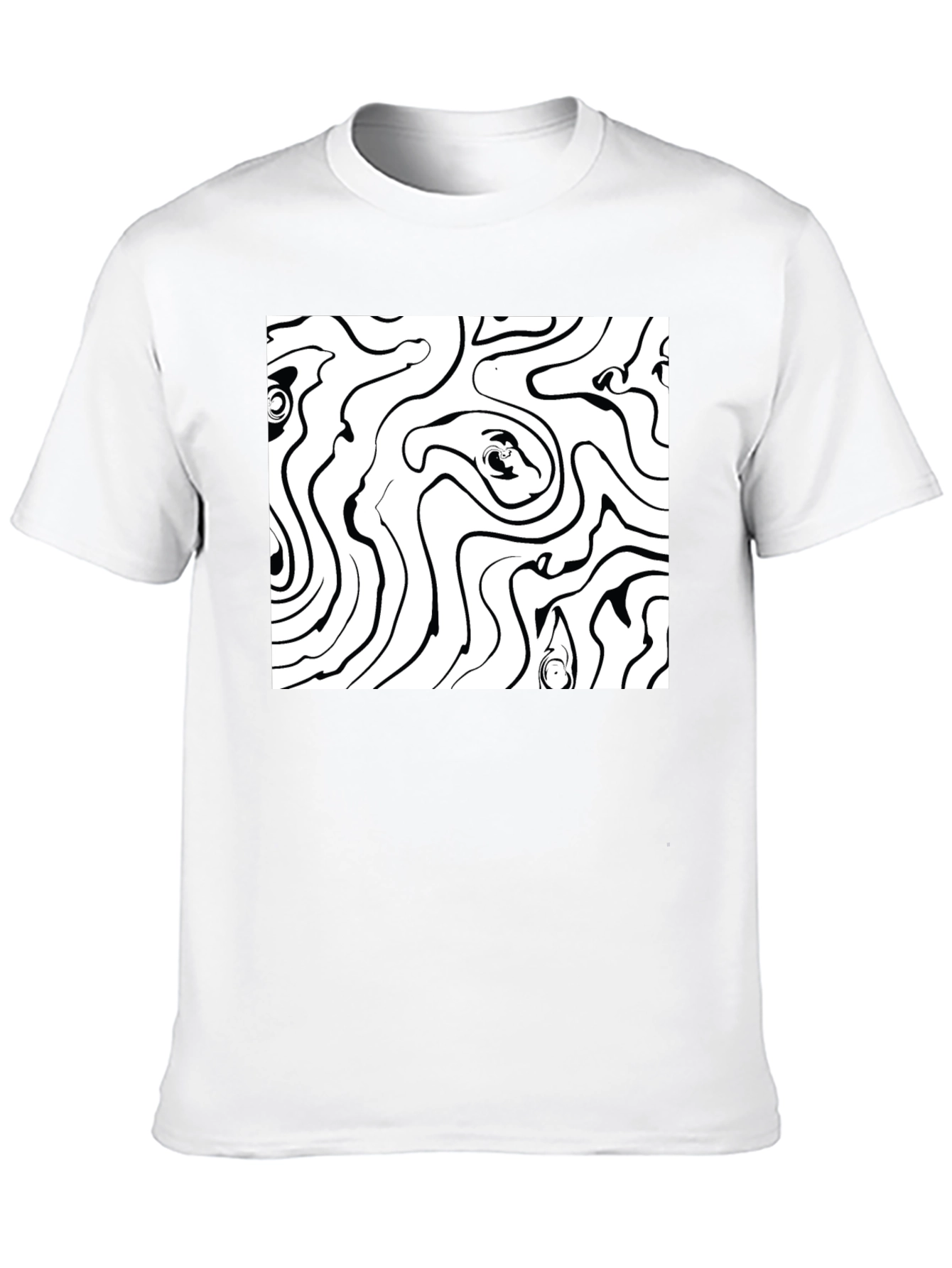 Abstract Line Art Black T-Shirt