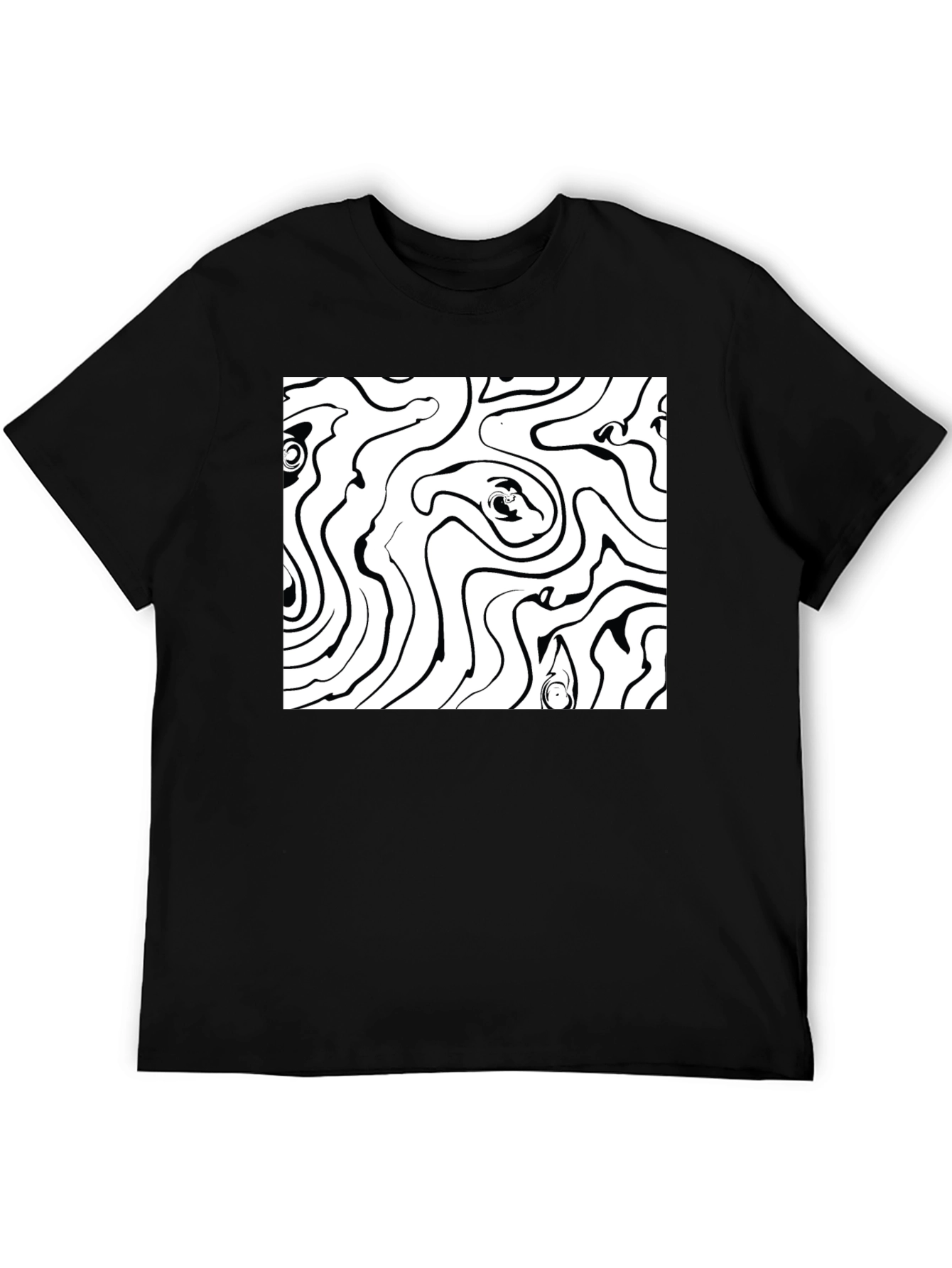 Abstract Line Art Black T-Shirt