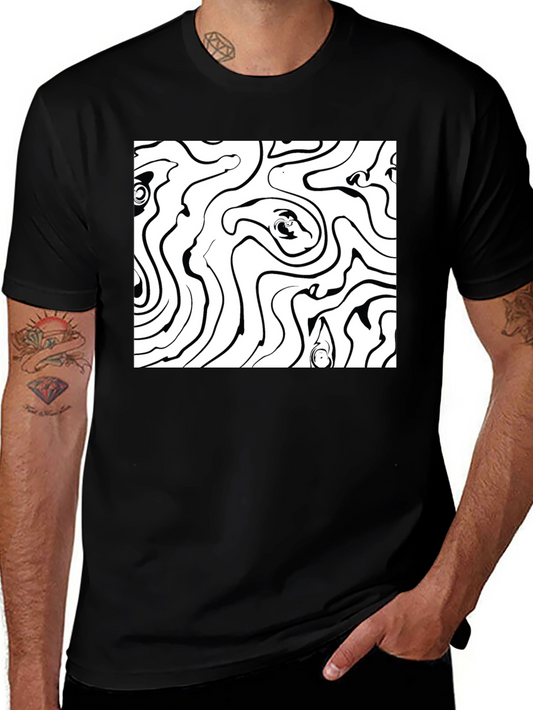 Abstract Line Art Black T-Shirt