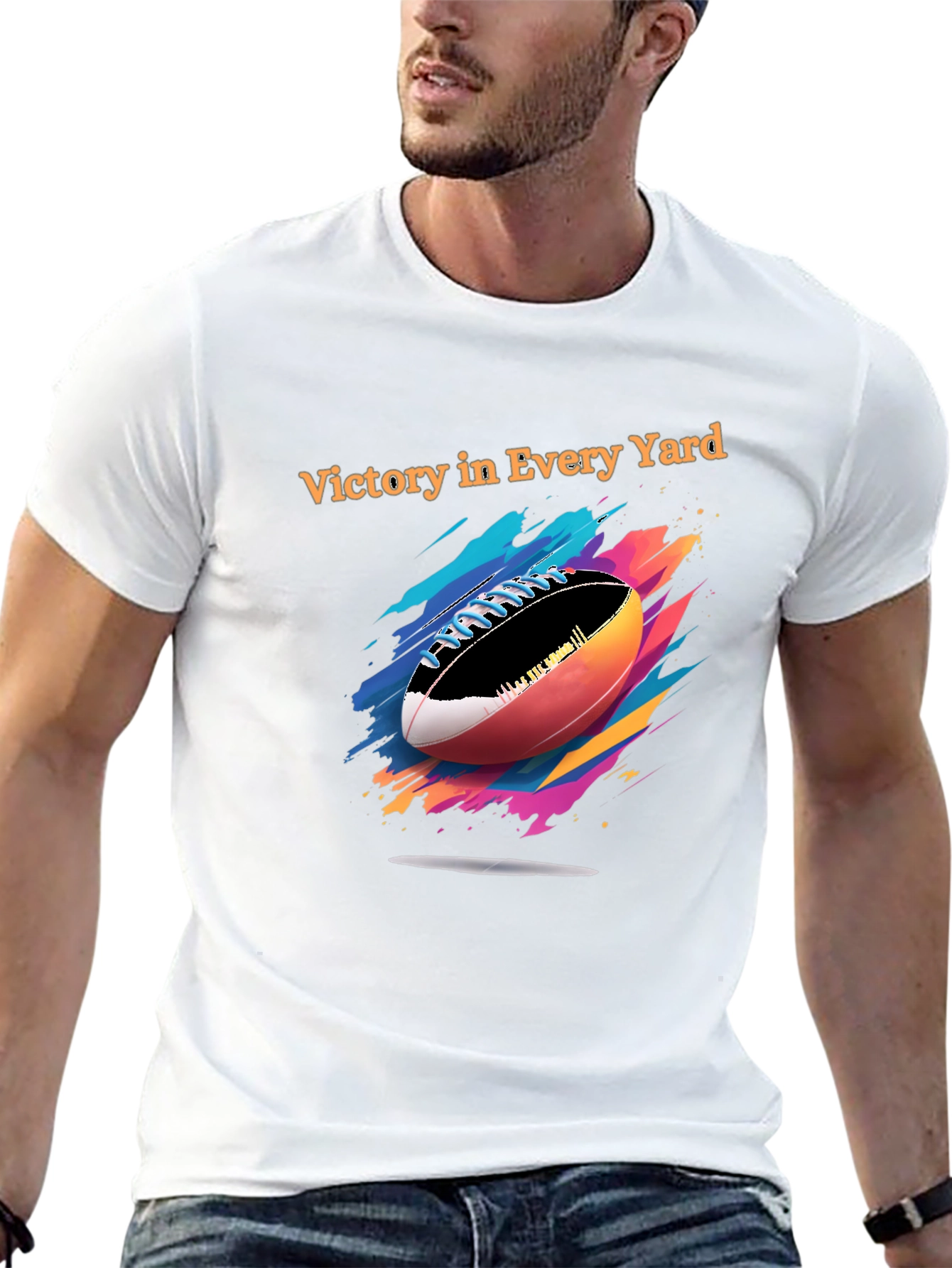 Victory in Every Yard Football Graphic Tee
