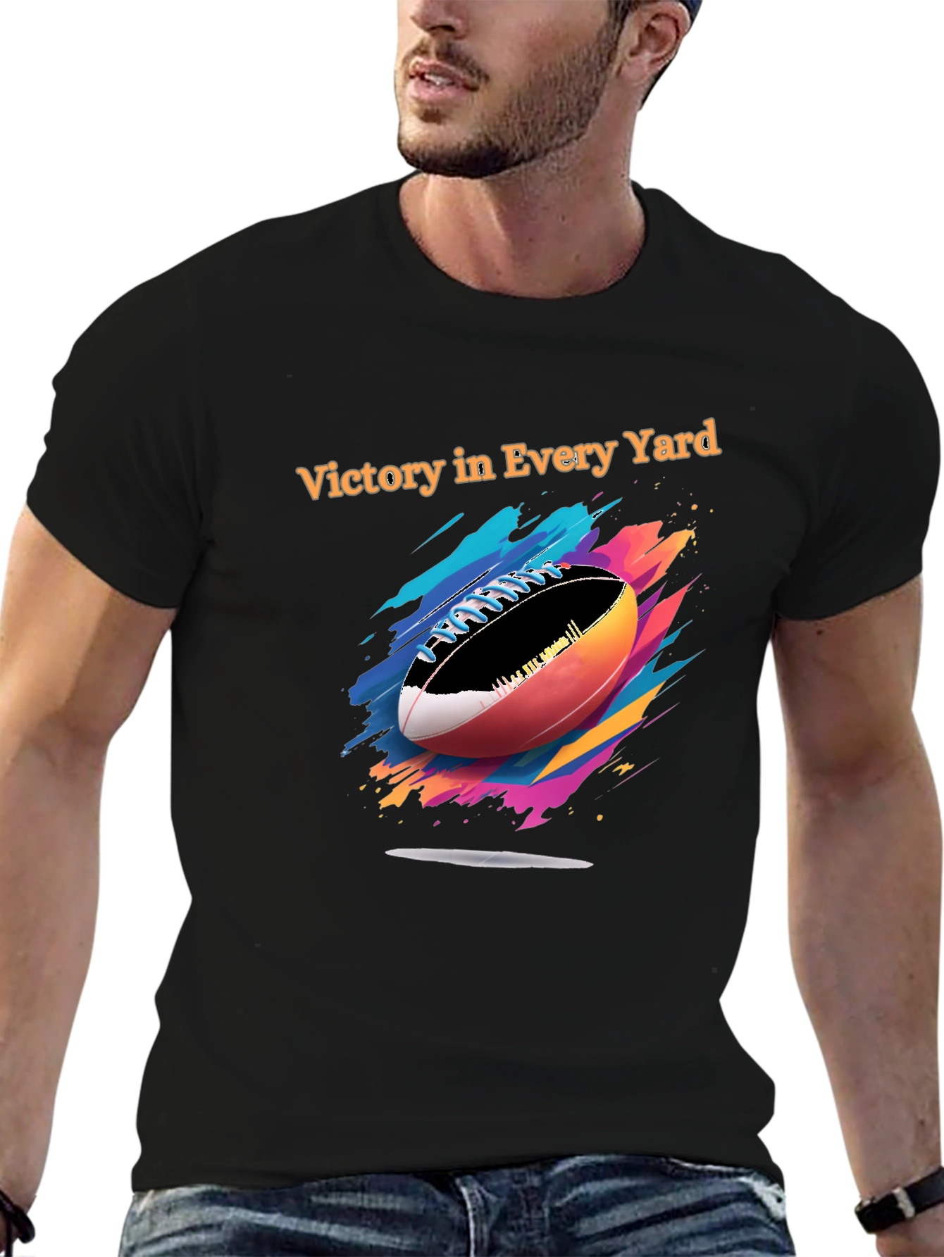 Victory in Every Yard Football Graphic Tee