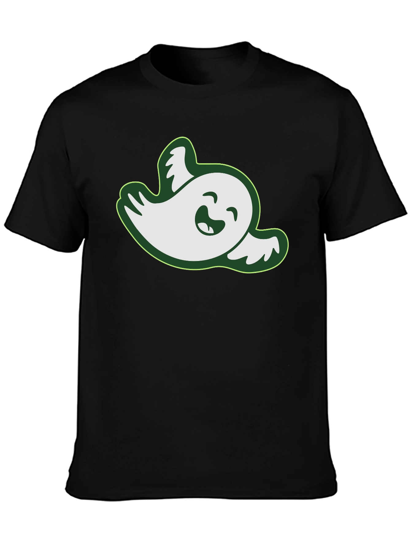 Funny Ghost Graphic Tee - Black Cotton T-Shirt