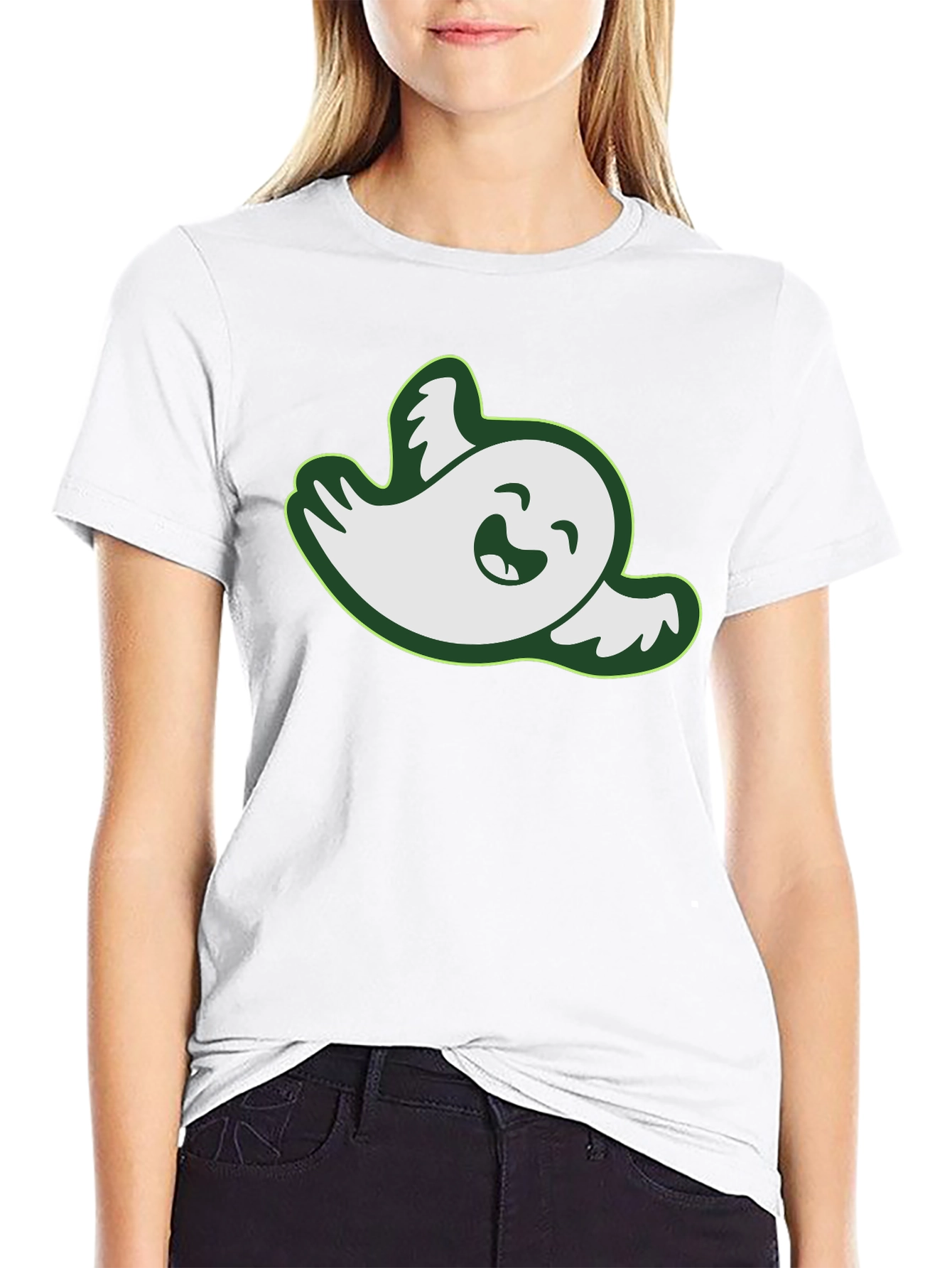 Funny Ghost Graphic Tee - Black Cotton T-Shirt