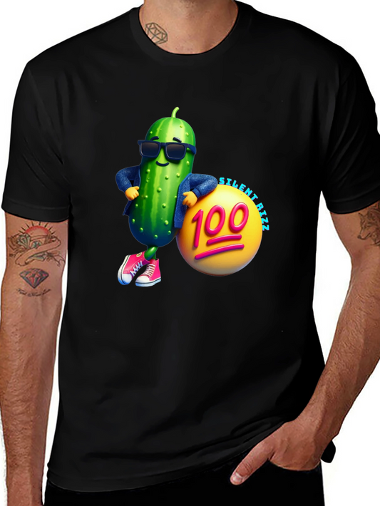Silent Rizz Pickle 100 Emoji T-Shirt - Trendy Graphic Tee