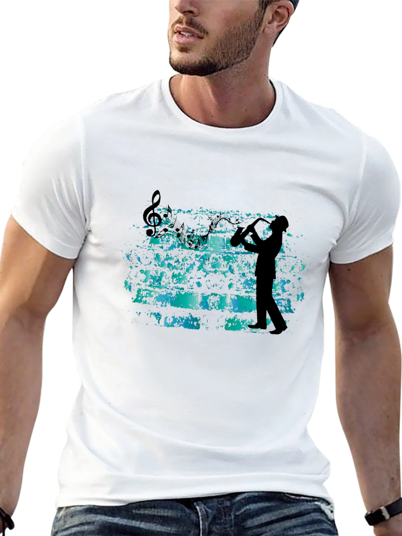 Musician Silhouette T-Shirt - Black Casual Tee