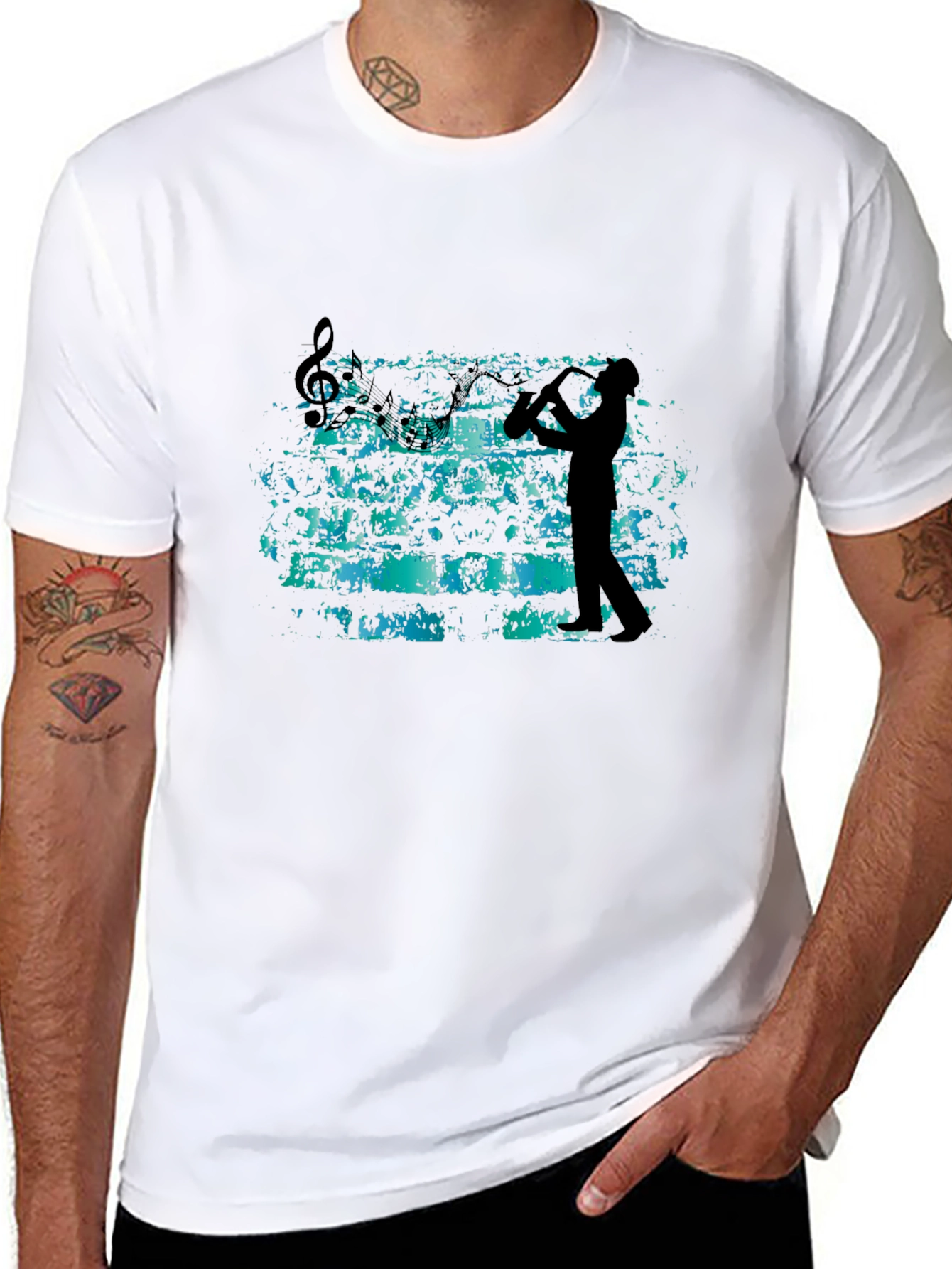 Musician Silhouette T-Shirt - Black Casual Tee