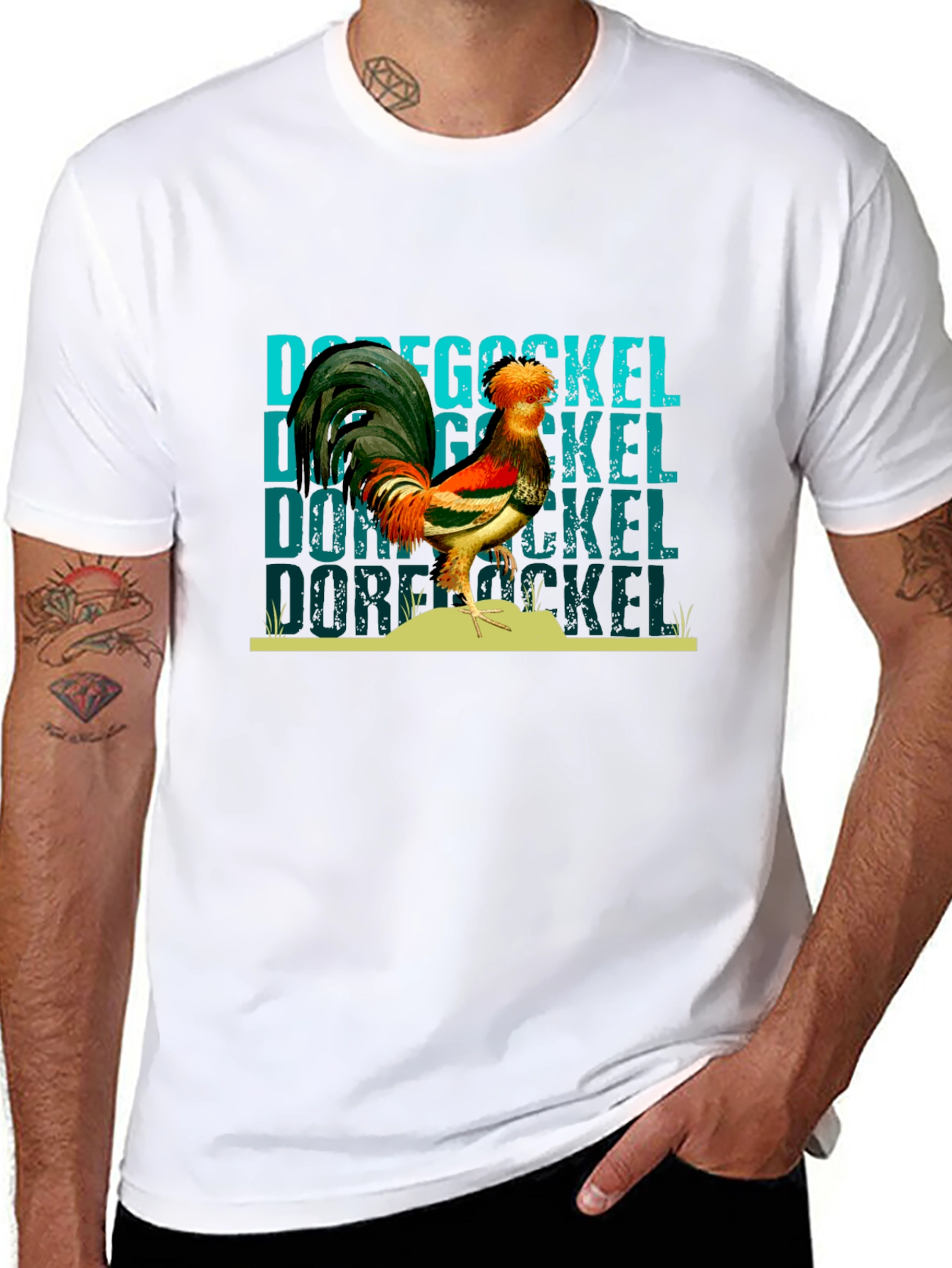 Dorf Gockel Rooster Graphic Black T-Shirt