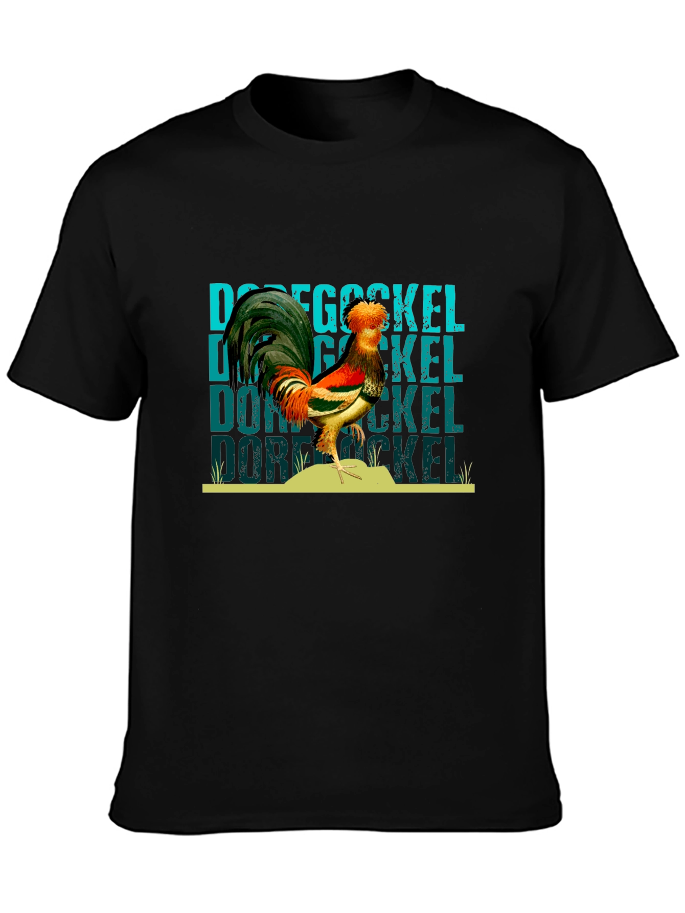 Dorf Gockel Rooster Graphic Black T-Shirt