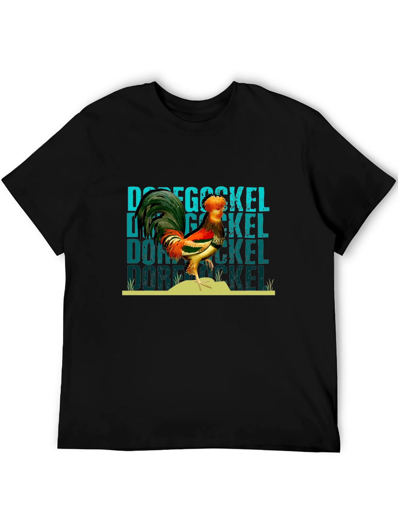 Dorf Gockel Rooster Graphic Black T-Shirt