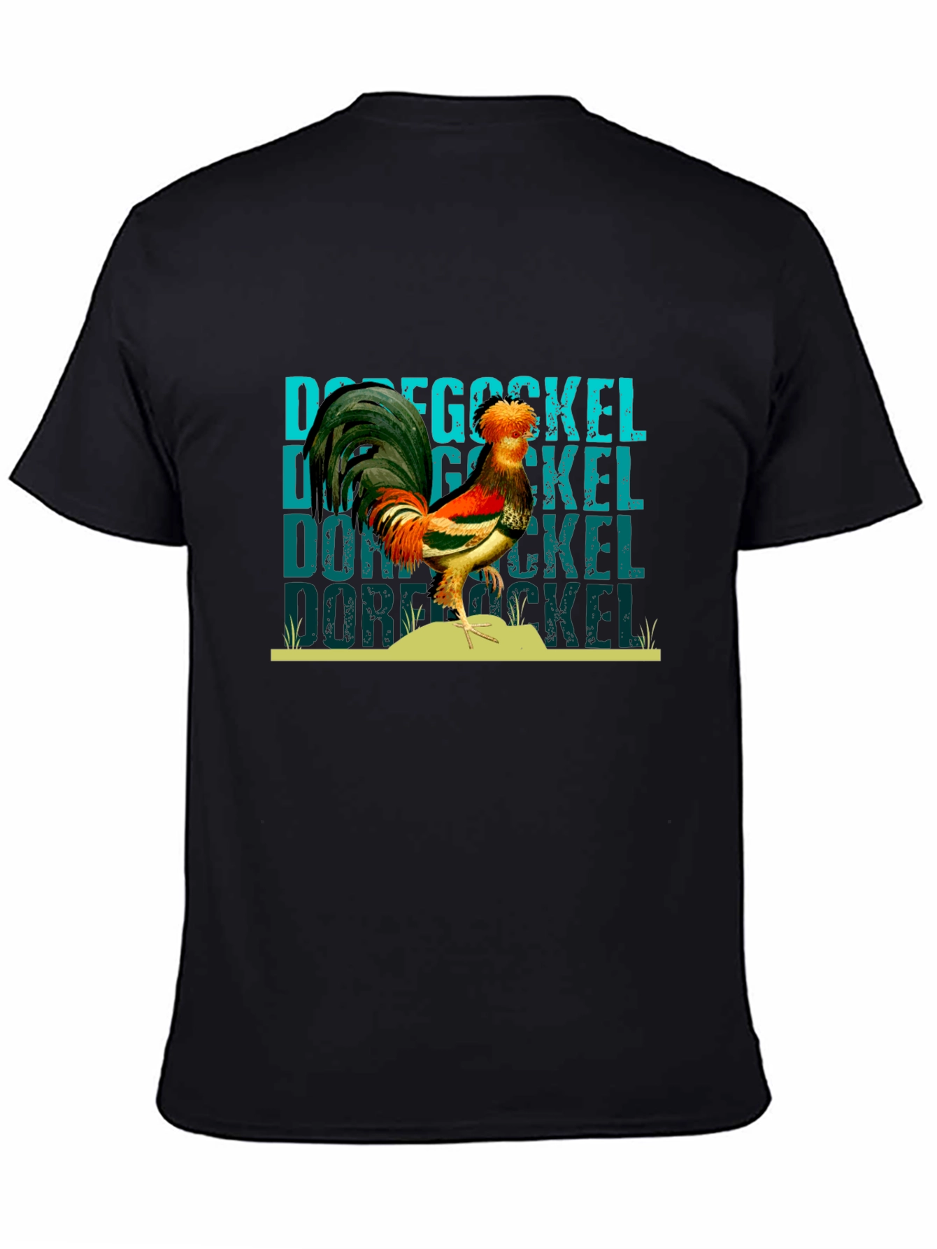 Dorf Gockel Rooster Graphic Black T-Shirt