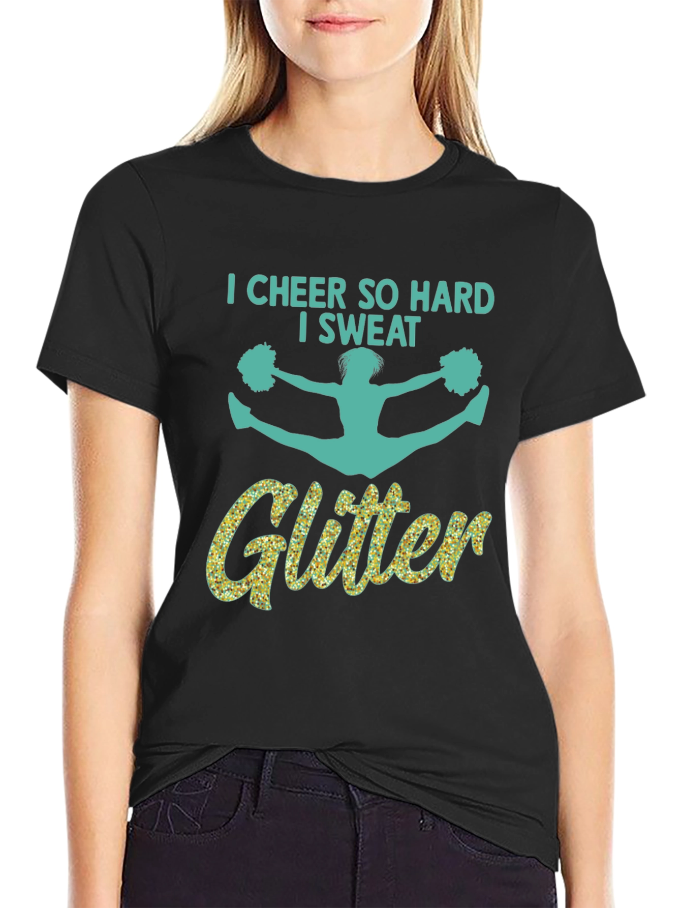Cheer So Hard I Sweat Glitter T-Shirt