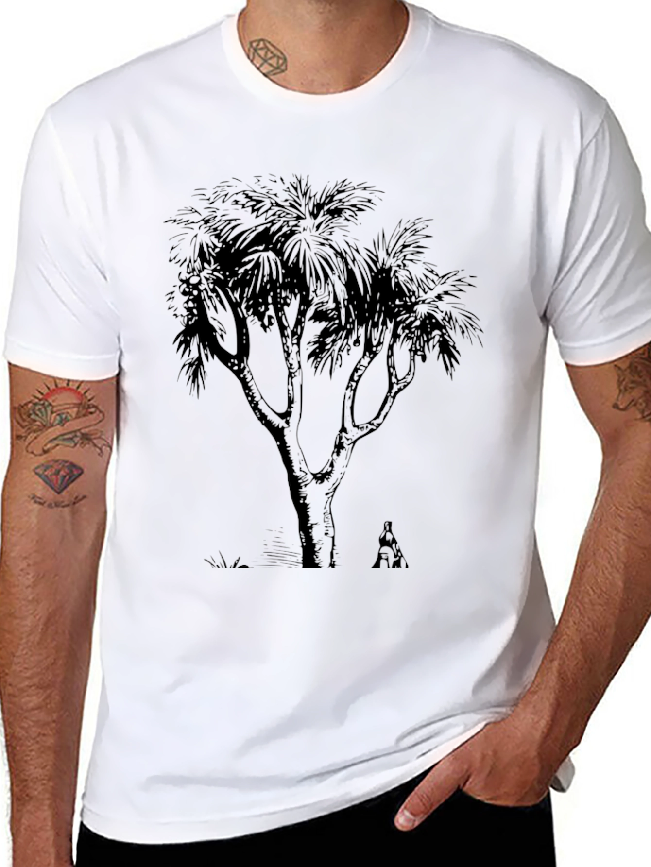 Mens Black Tree Graphic T-Shirt
