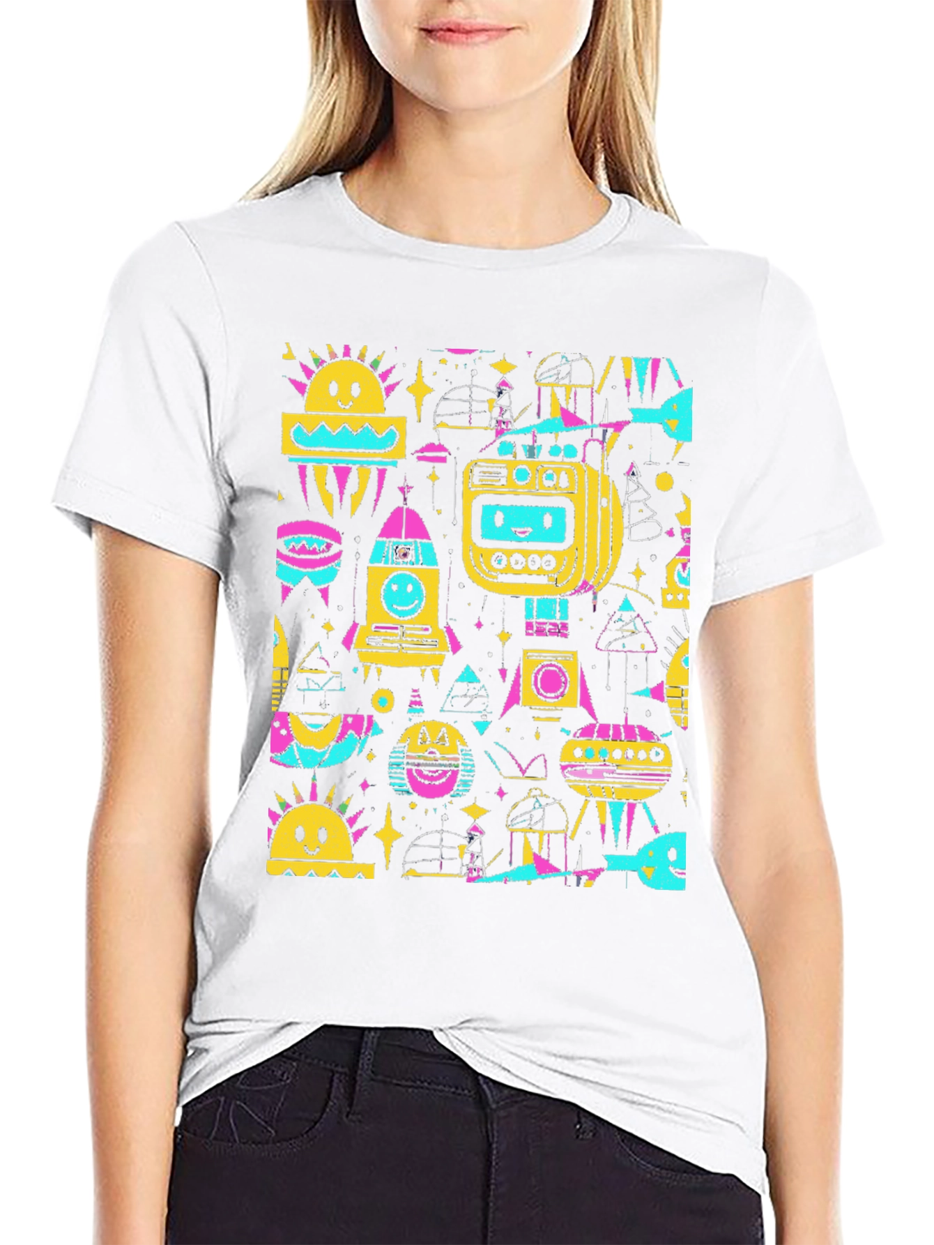 Retro Space Print Tee - Black