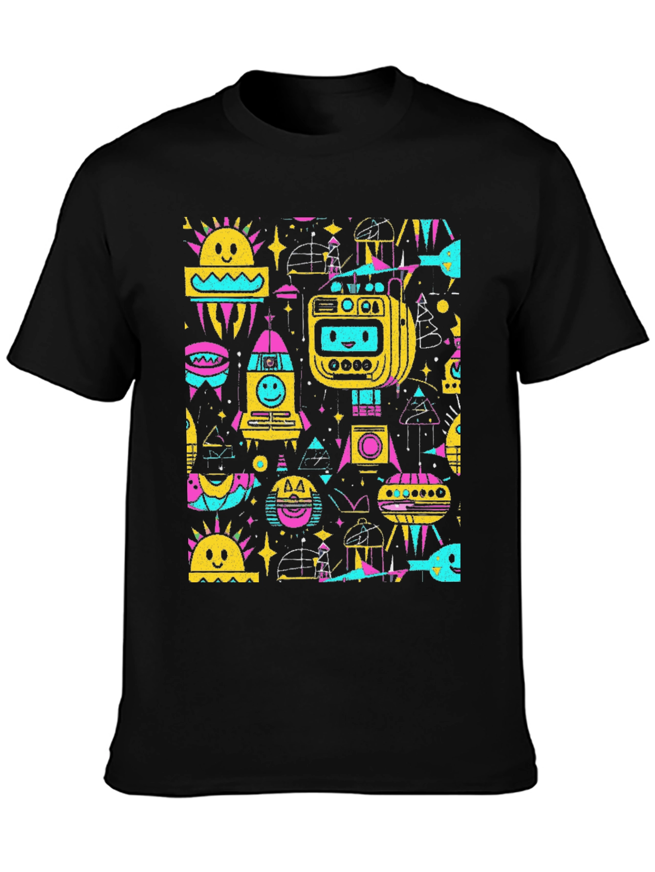 Retro Space Print Tee - Black