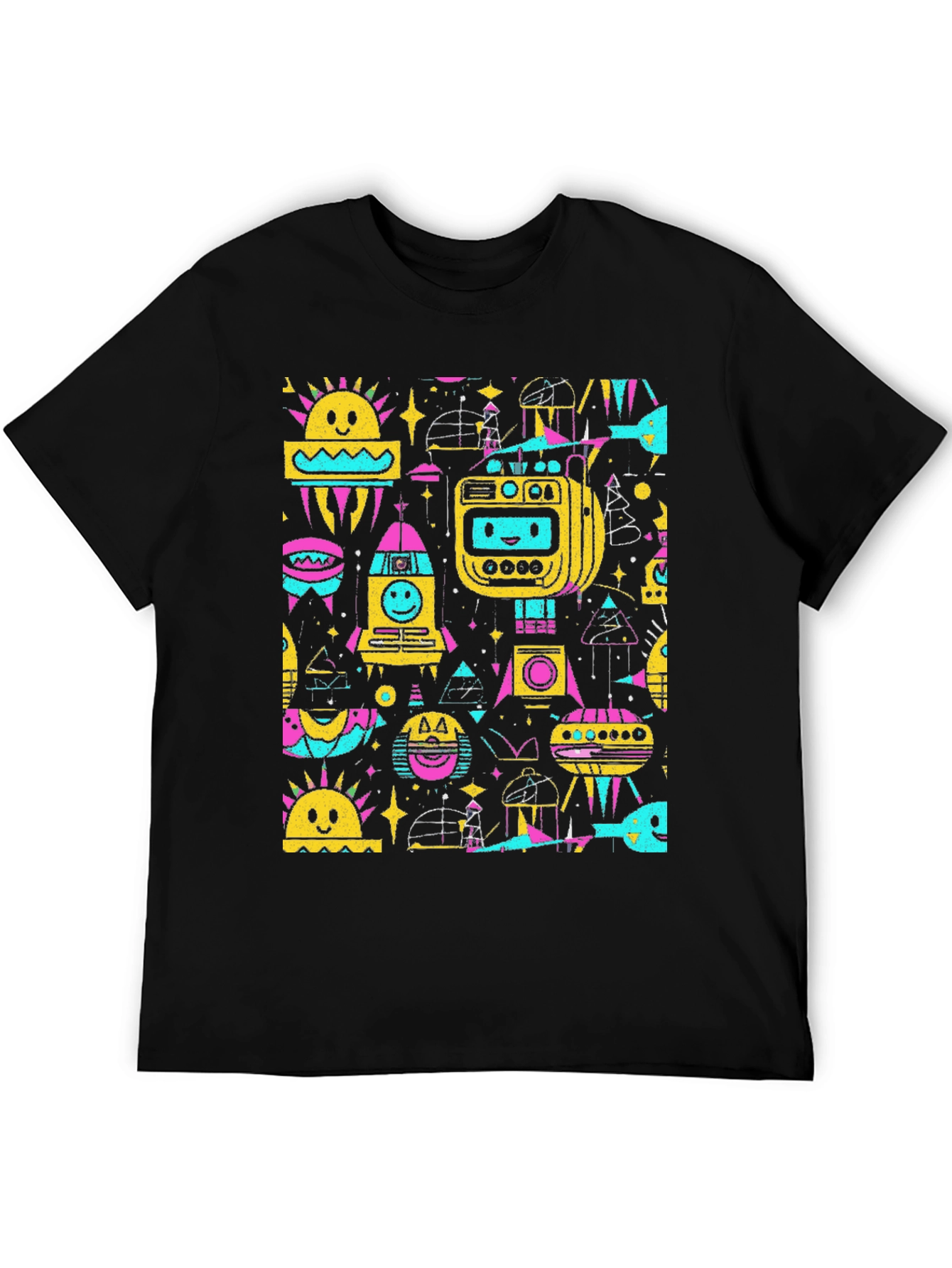 Retro Space Print Tee - Black