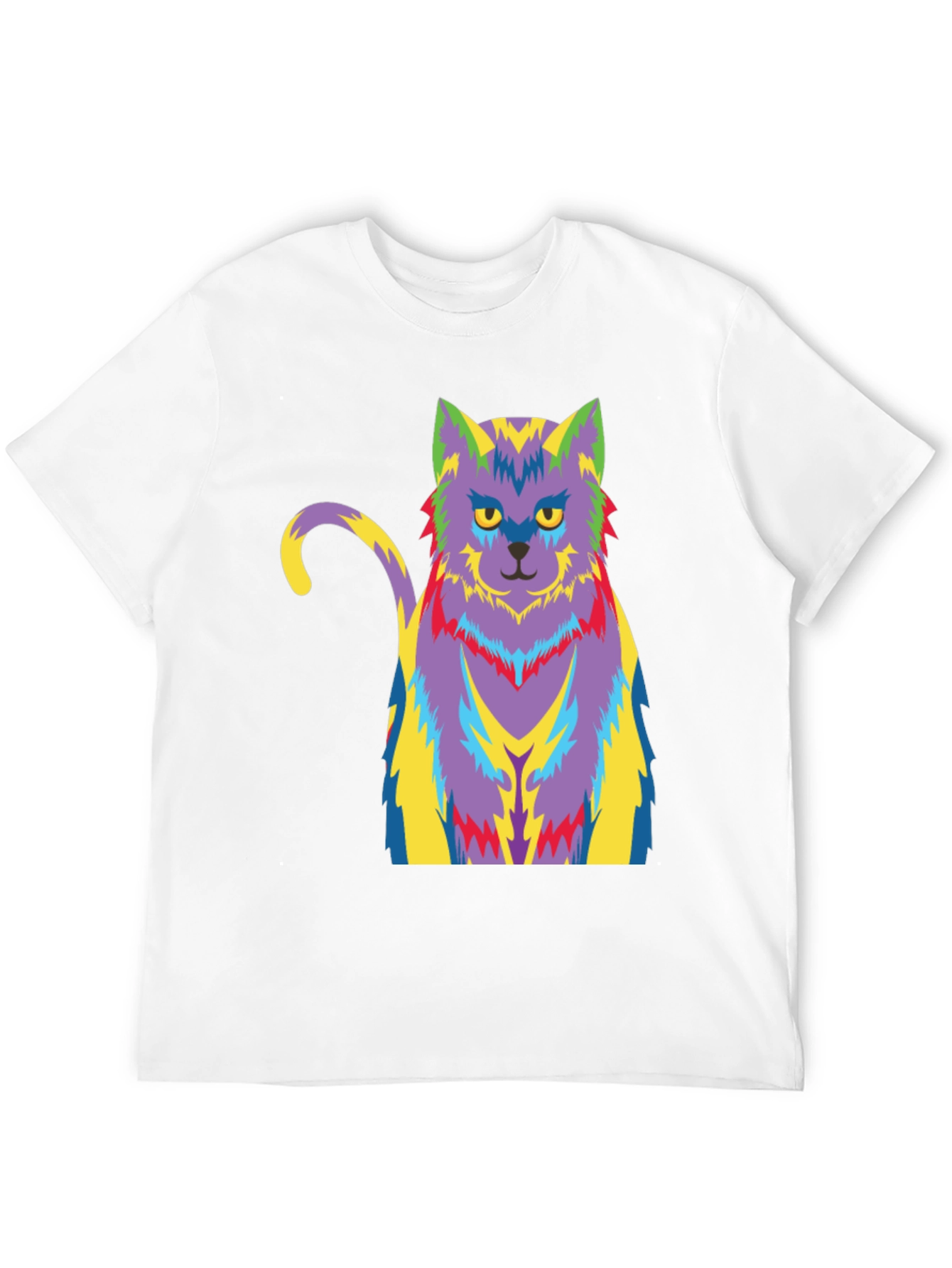Psychedelic Cat Graphic T-Shirt - Black