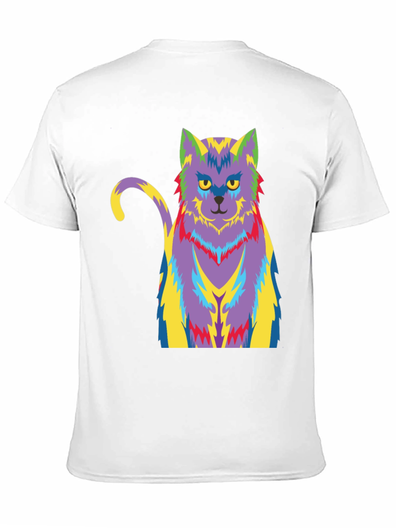Psychedelic Cat Graphic T-Shirt - Black