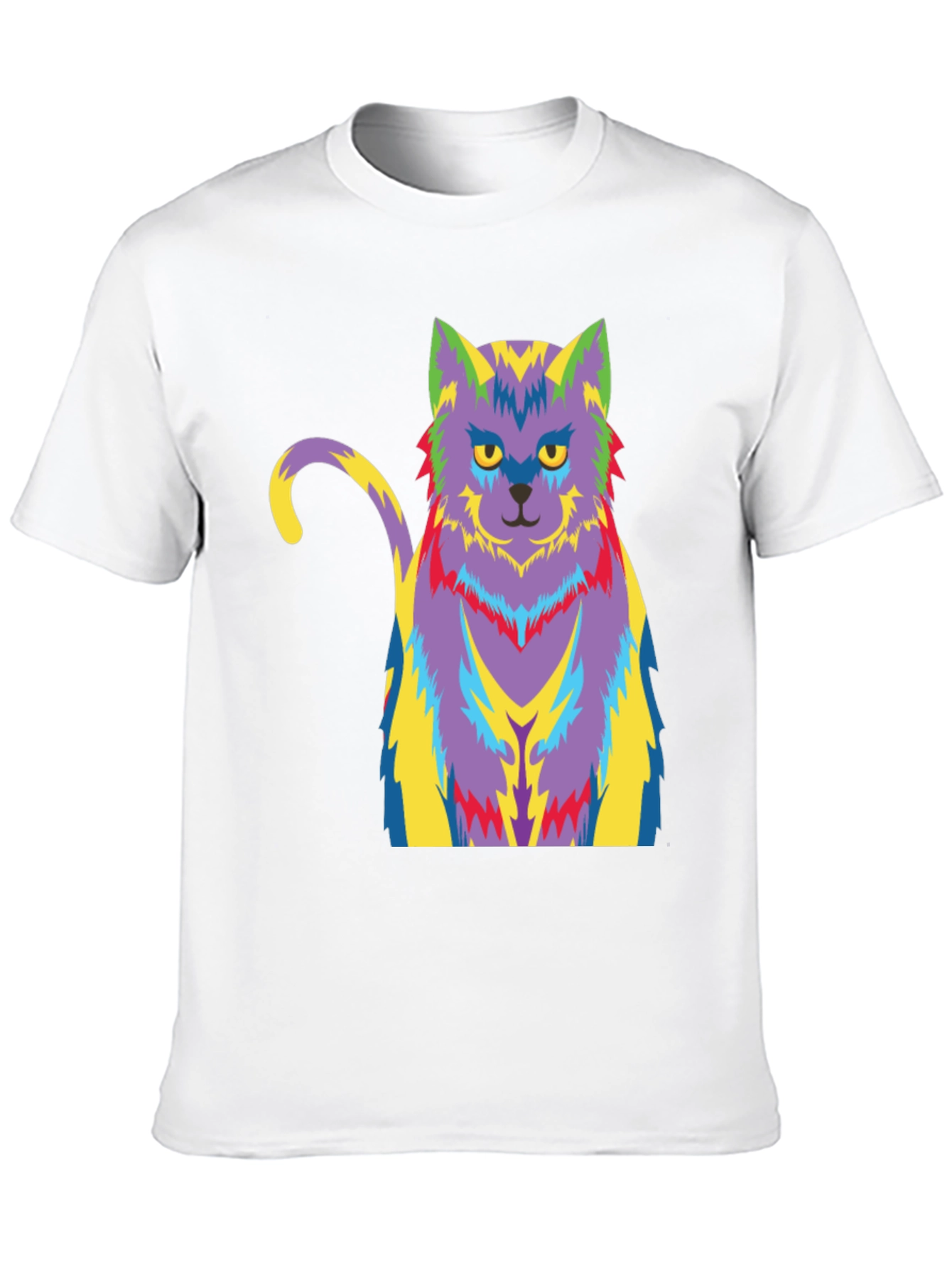 Psychedelic Cat Graphic T-Shirt - Black