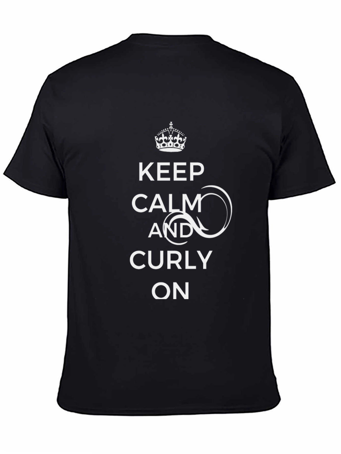 Keep Calm & Curly On Black T-Shirt