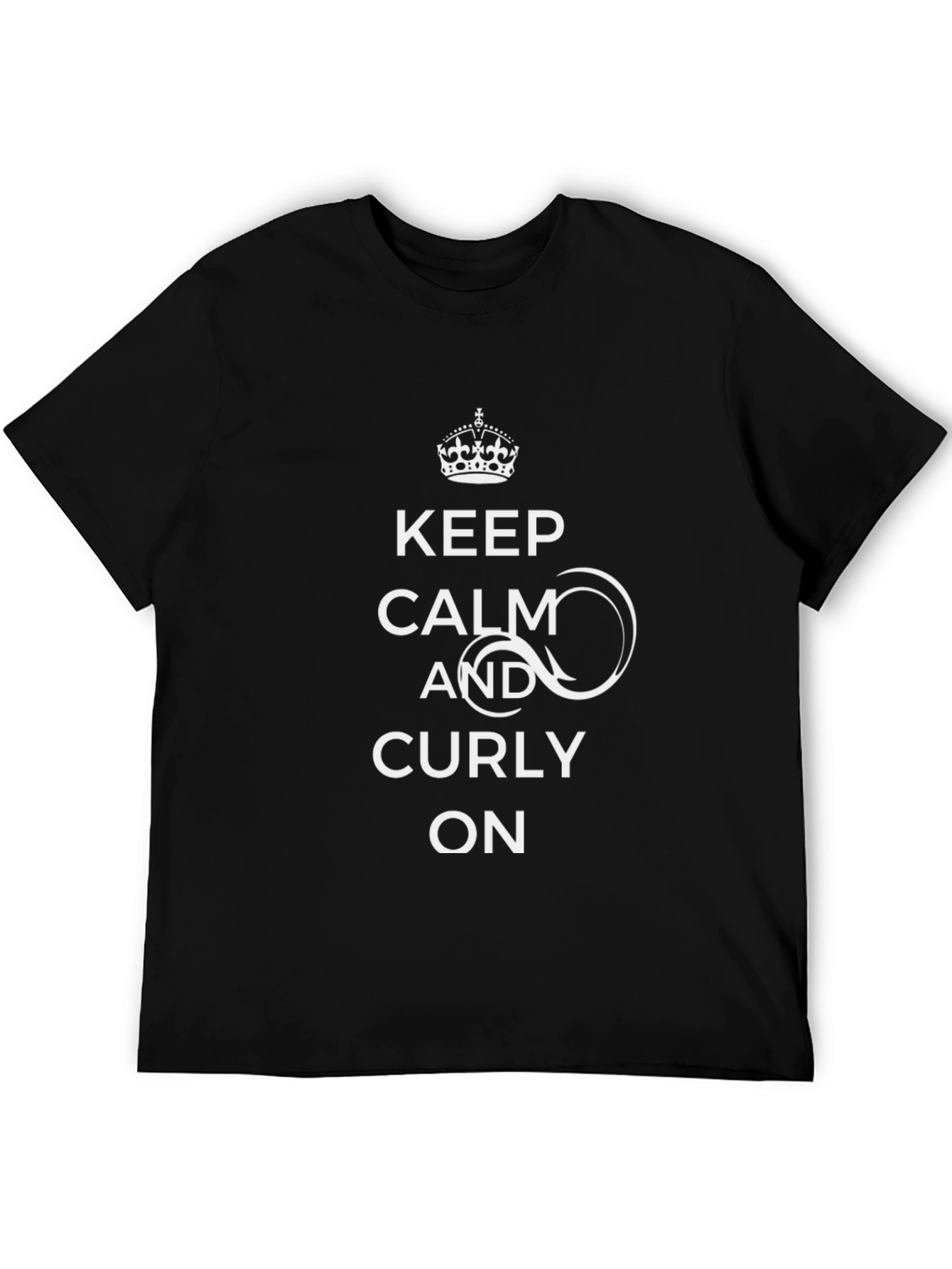 Keep Calm & Curly On Black T-Shirt
