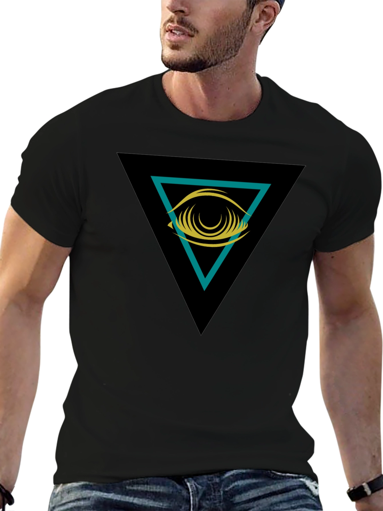 Eye in Triangle Graphic Black Tee