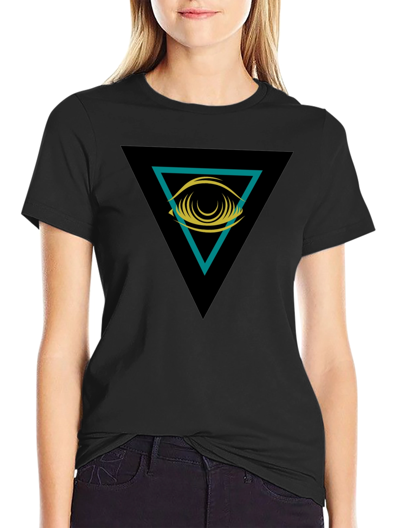 Eye in Triangle Graphic Black Tee