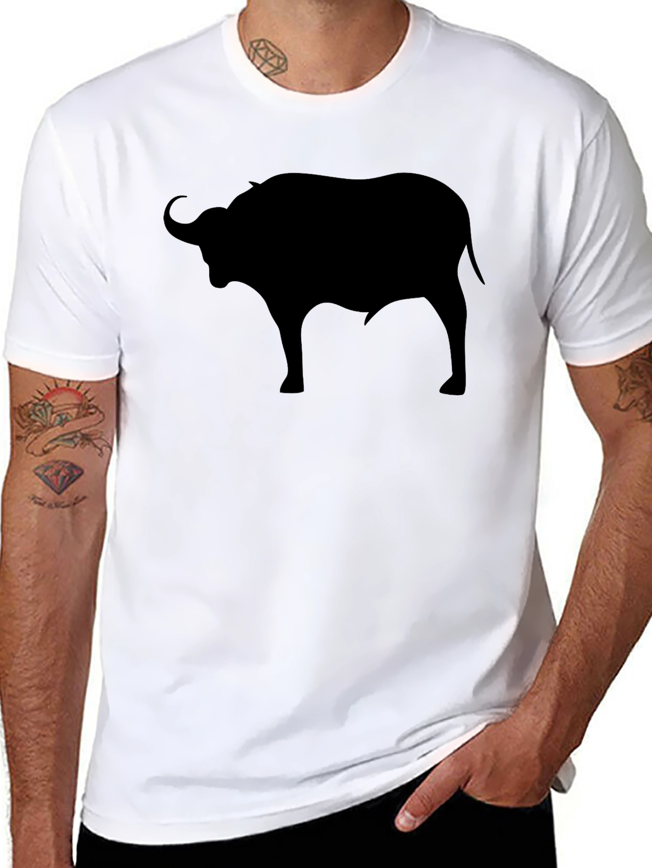 Black Bull Silhouette Graphic T-Shirt - Mens Casual Tee
