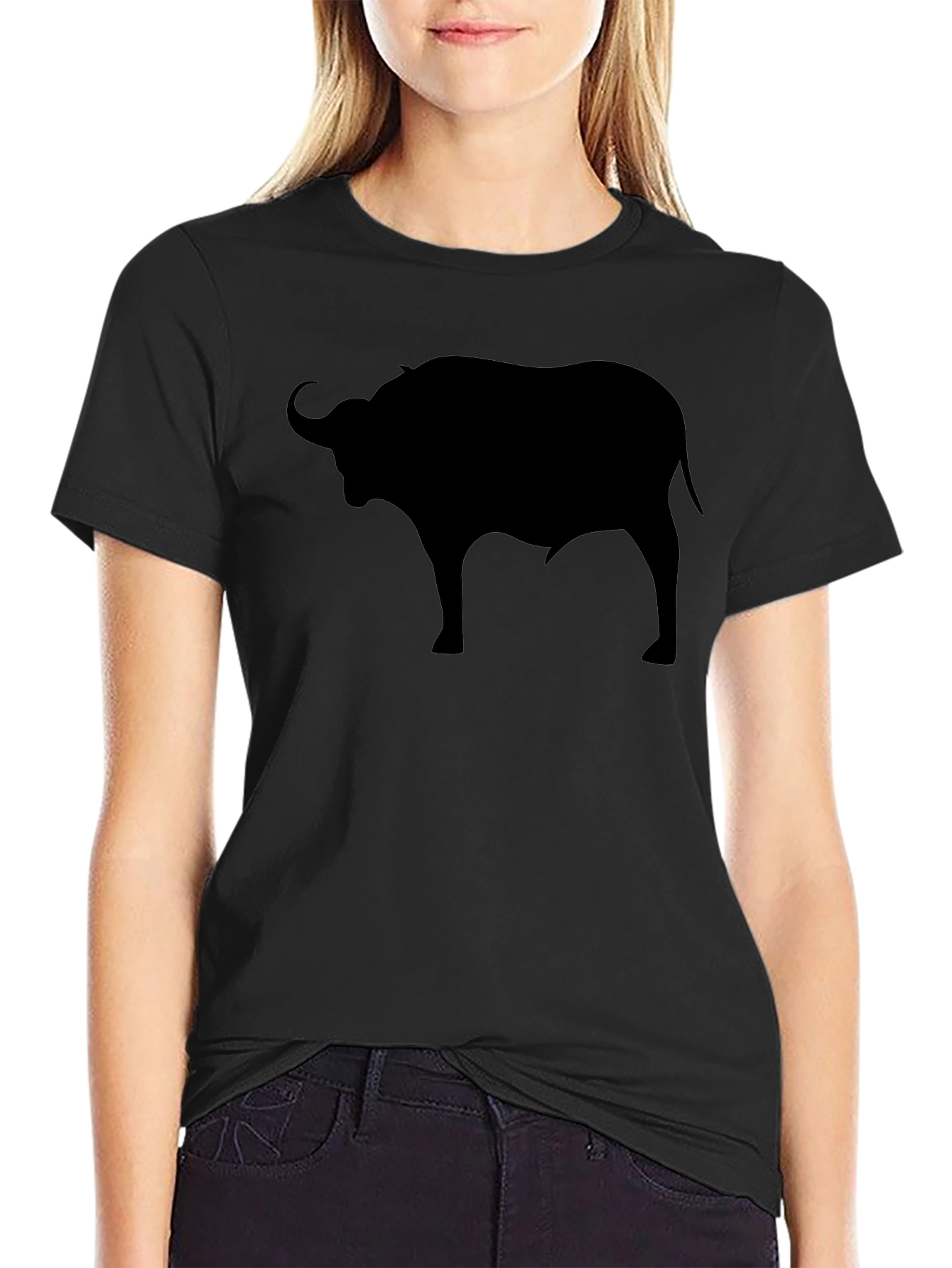 Black Bull Silhouette Graphic T-Shirt - Mens Casual Tee