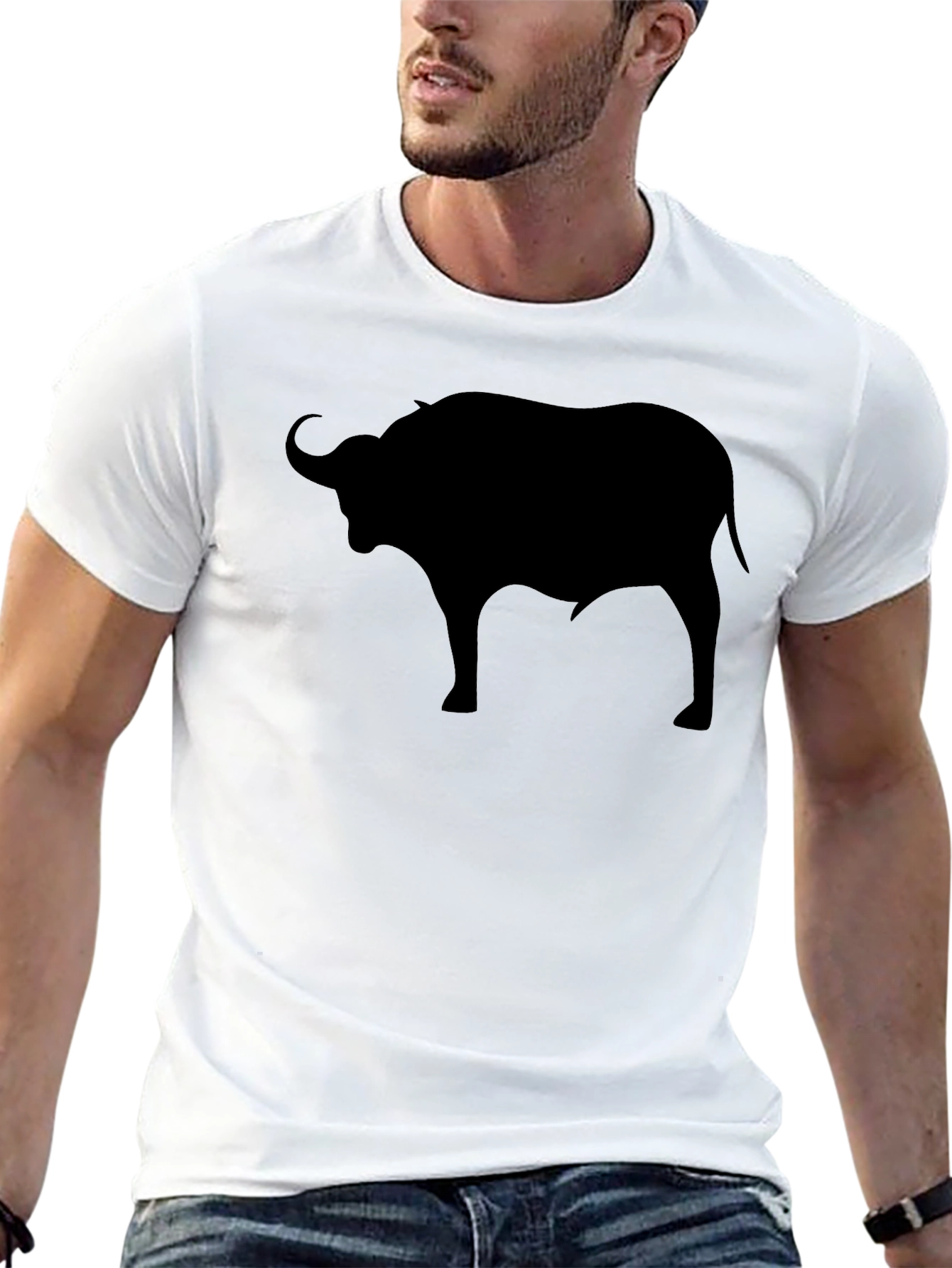 Black Bull Silhouette Graphic T-Shirt - Mens Casual Tee