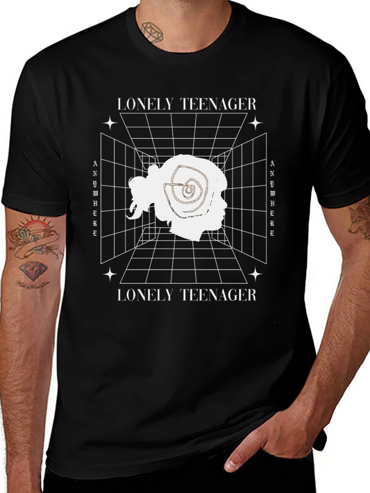 Lonely Teenager Graphic Print Black T-Shirt