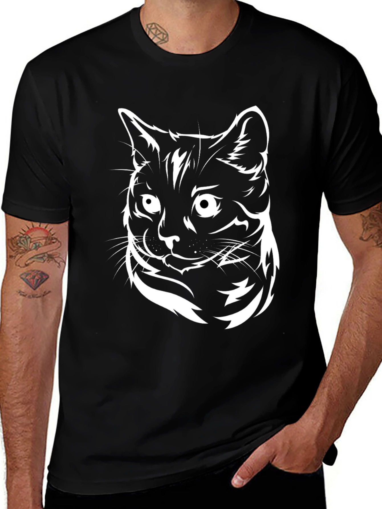 Black Cat Graphic Tee - Cool Casual Style