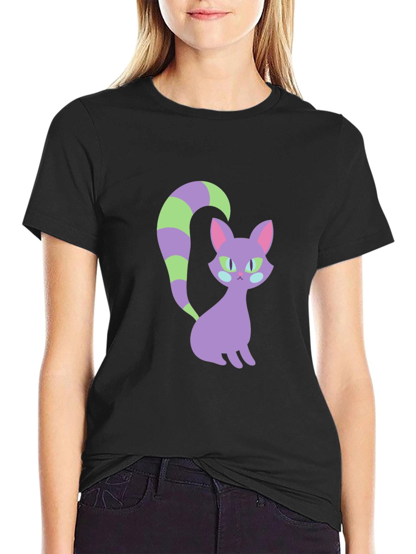 Whimsical Cat Graphic T-Shirt - Funky Kitten Tee