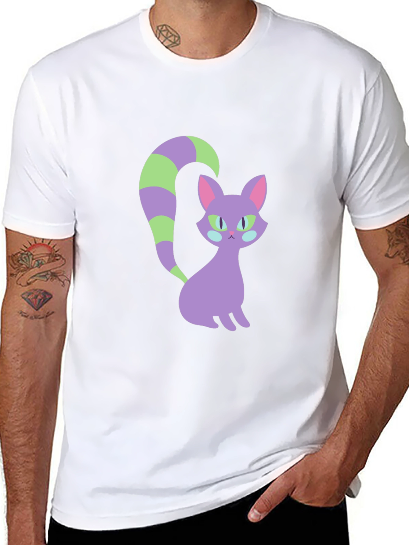 Whimsical Cat Graphic T-Shirt - Funky Kitten Tee
