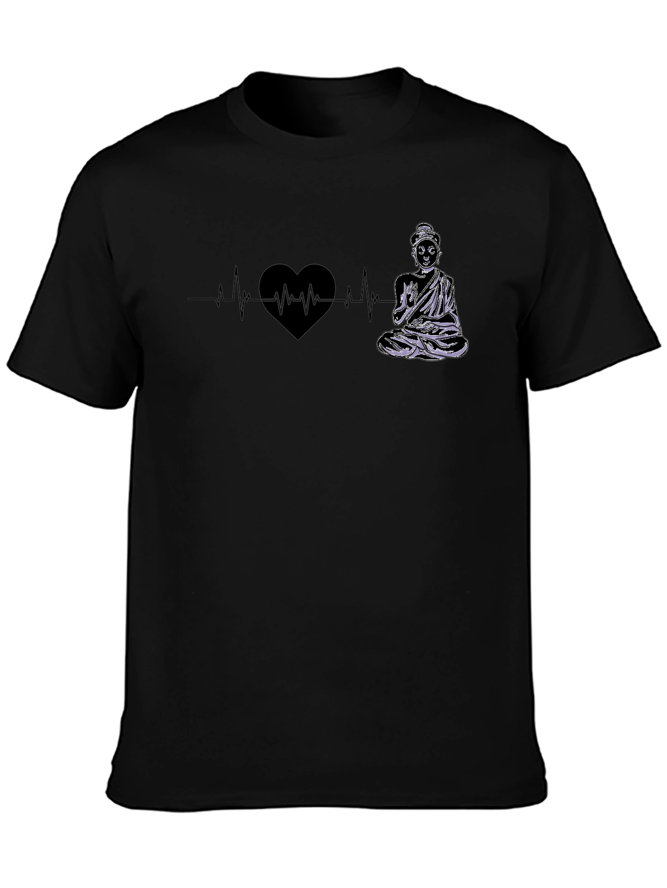 Buddha Heartbeat Graphic Tee - Zen Style