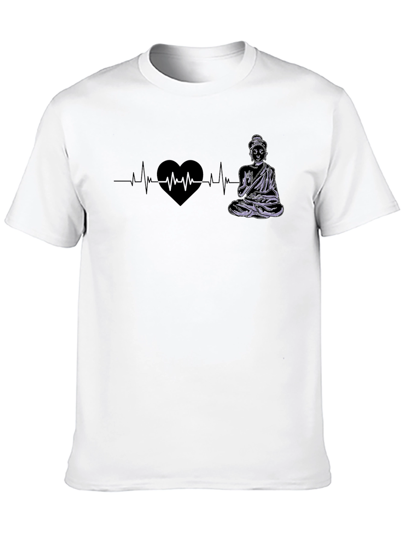 Buddha Heartbeat Graphic Tee - Zen Style