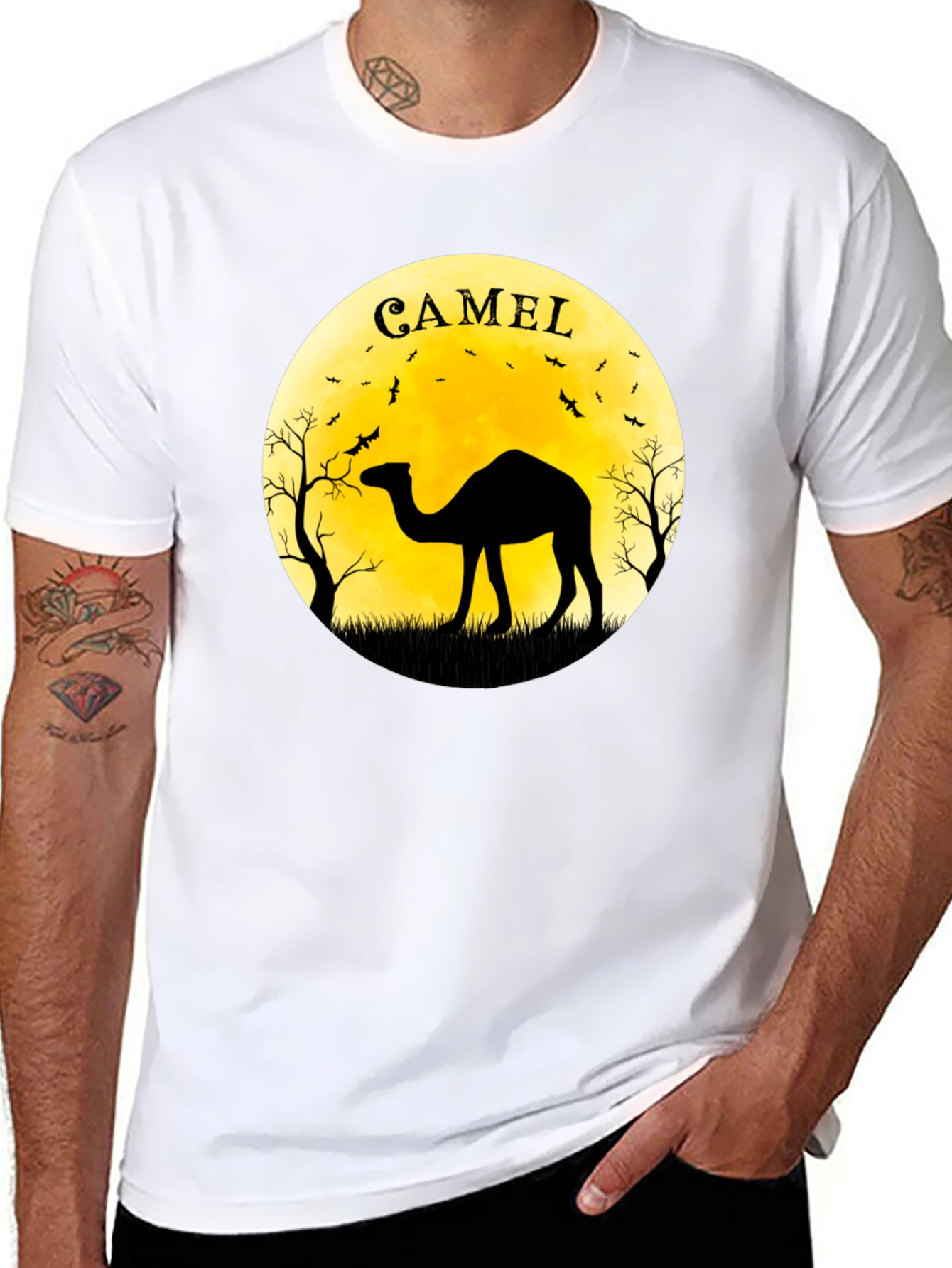 Camel Silhouette Moon T-Shirt - Unique Graphic Tee