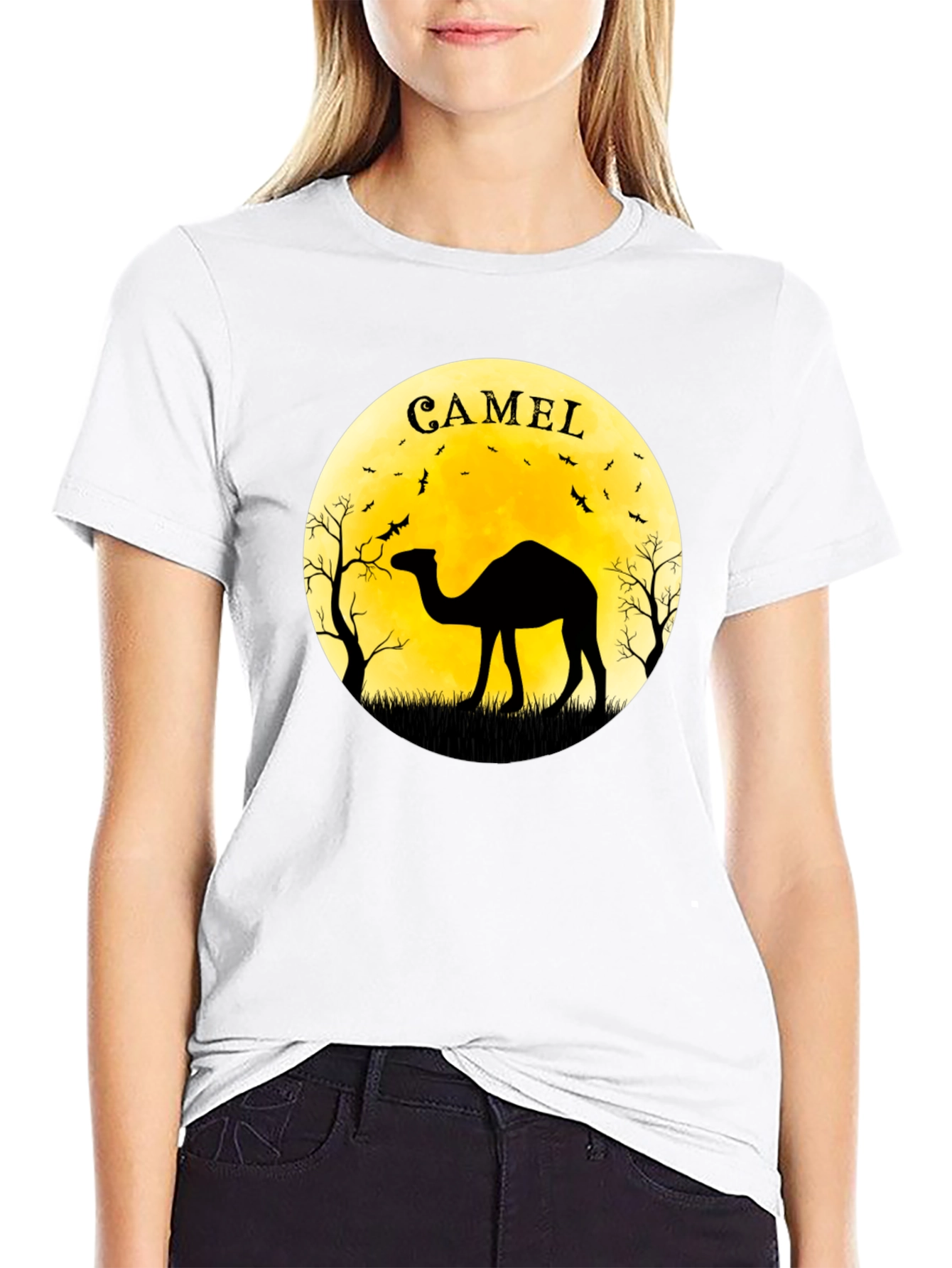 Camel Silhouette Moon T-Shirt - Unique Graphic Tee